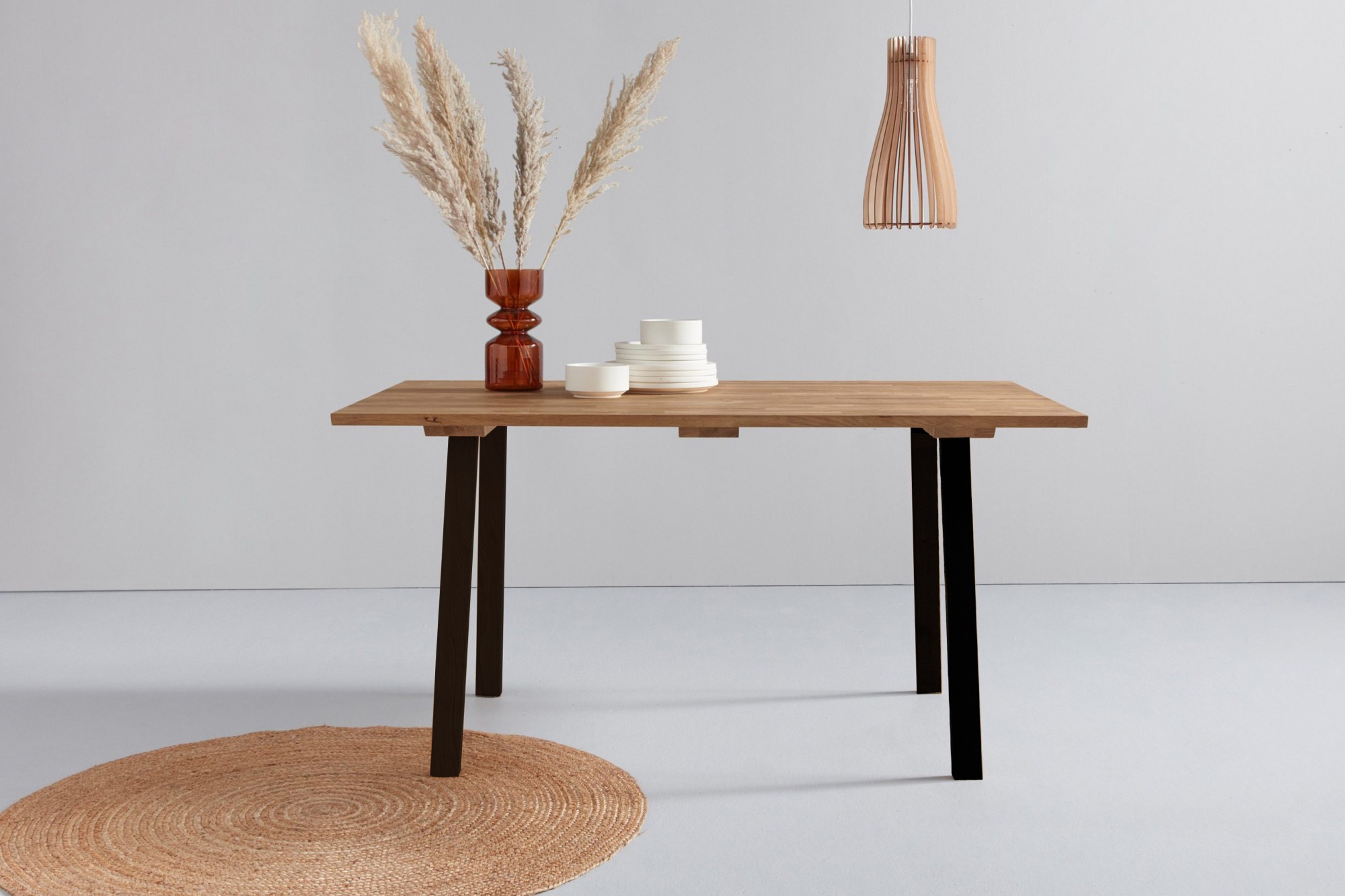Esstisch HOME AFFAIRE "Noto", braun (eiche natur, schwarz), B:150cm H:75cm T:90cm, Tische, Esstisch, aus massivem Eichenholz, in 2 Tischbreiten erhältlich 3