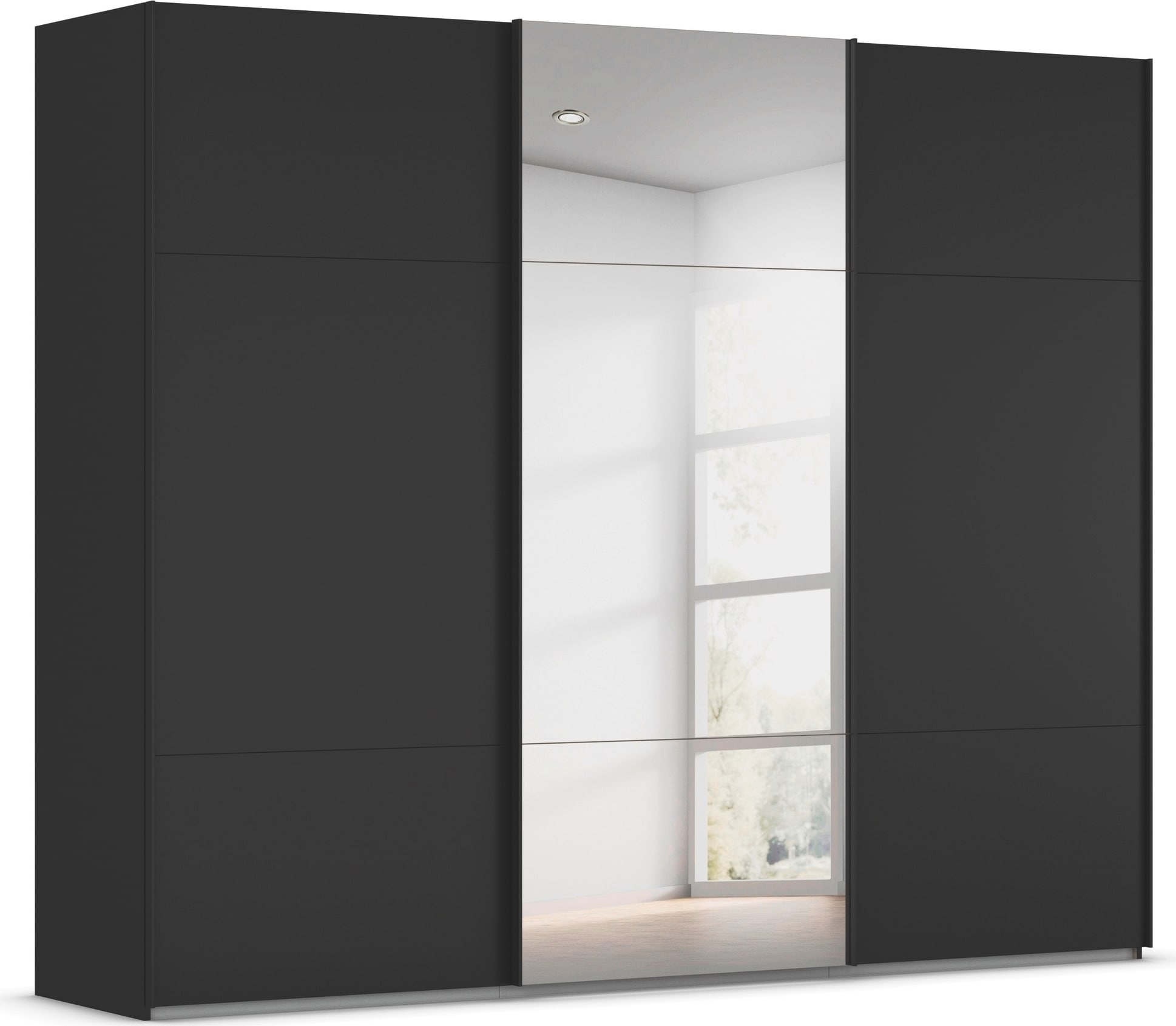 rauch Schwebetürenschrank "Kleiderschrank Schrank Garderobe Schlafzimmerschrank CONTIDO" 3 verschiedene Ausstattungen BASIC/CLASSIC/PREMIUM (inkl. SOFT-CLOSE), aus hochwertigem Material in 6 Breiten 2 Griff-Farben MADE IN GERMANY