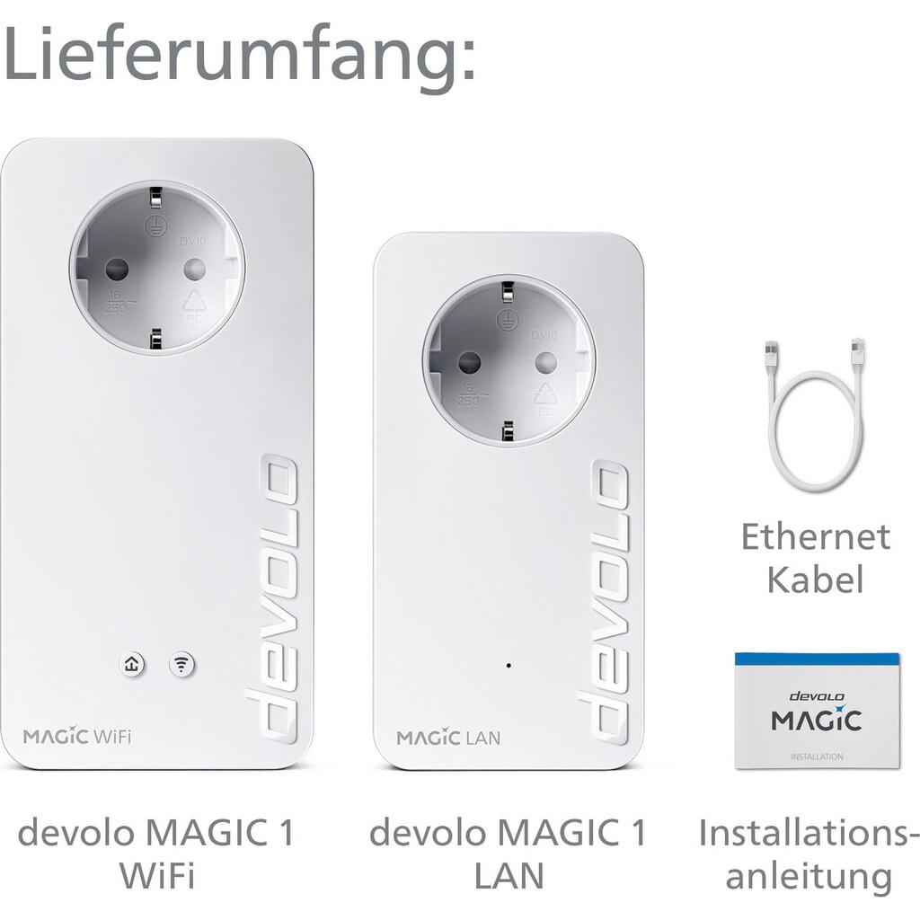 DEVOLO WLAN-Router »Magic 1 WiFi ac Starter Kit (1200Mbit, Powerline + WLAN, 3x LAN, Mesh)«