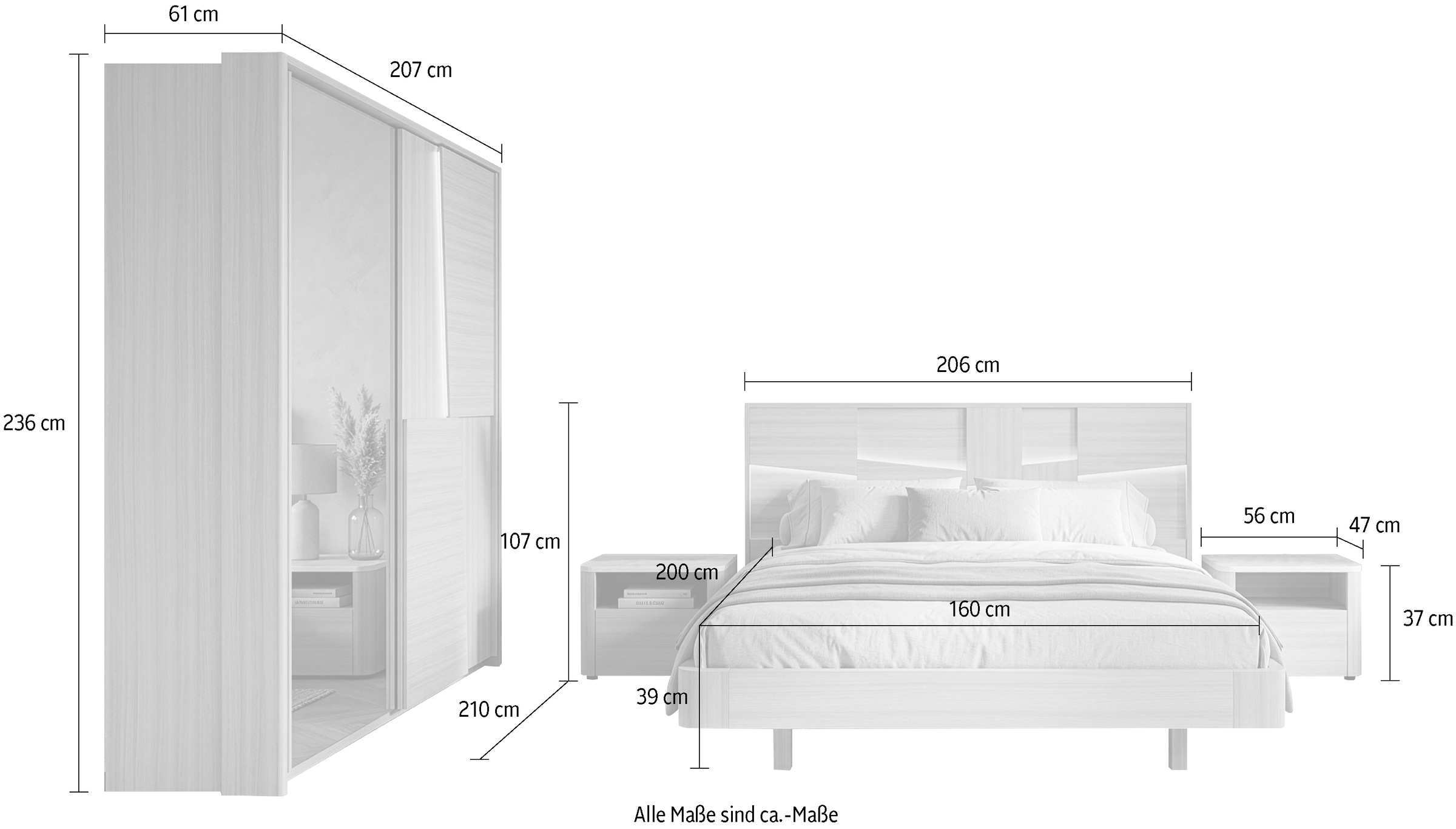 Gilbey's Schlafzimmer-Set »SILVA« 4 tlg. Ein elegantes und praktisches Schlafzimmer