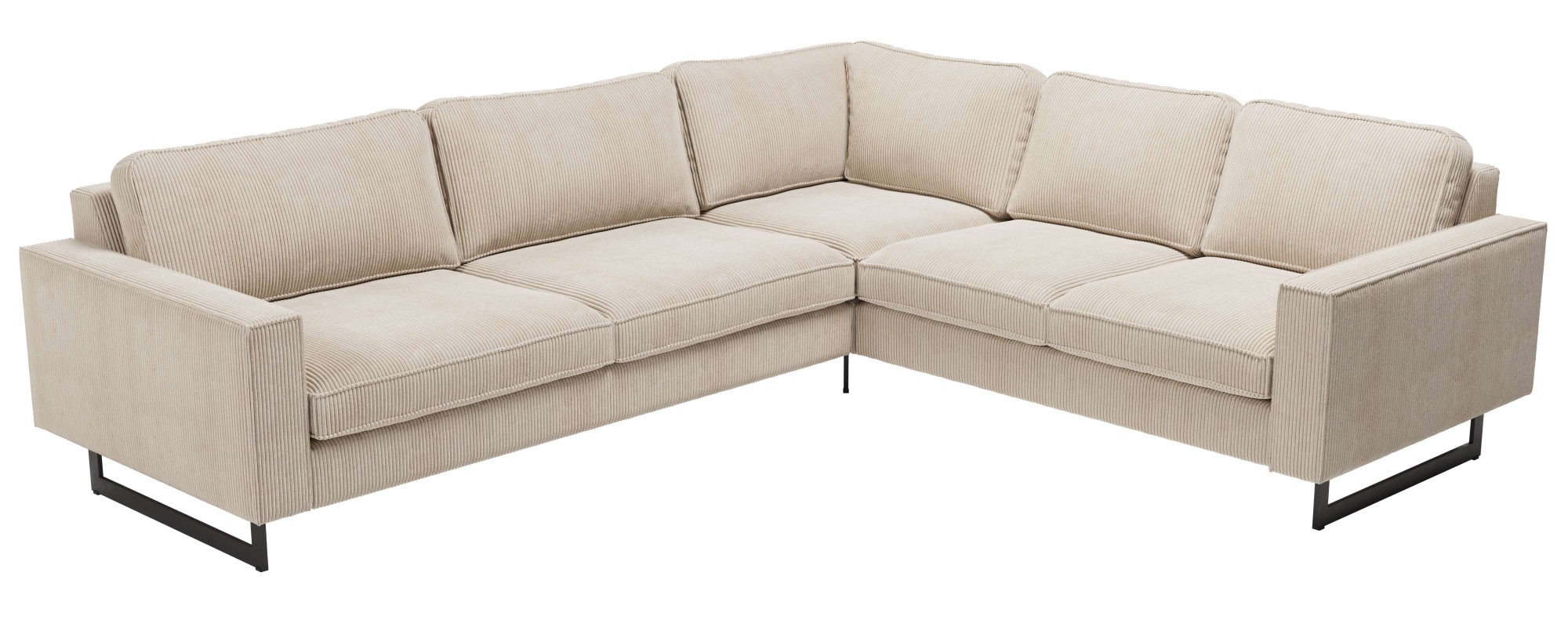 Places of Style Ecksofa »Pinto, 250/290 cm, langer Schenkel, XXL, Ottomane«, Cord, Feincord, Luxus-Microfaser Leder und Chenille