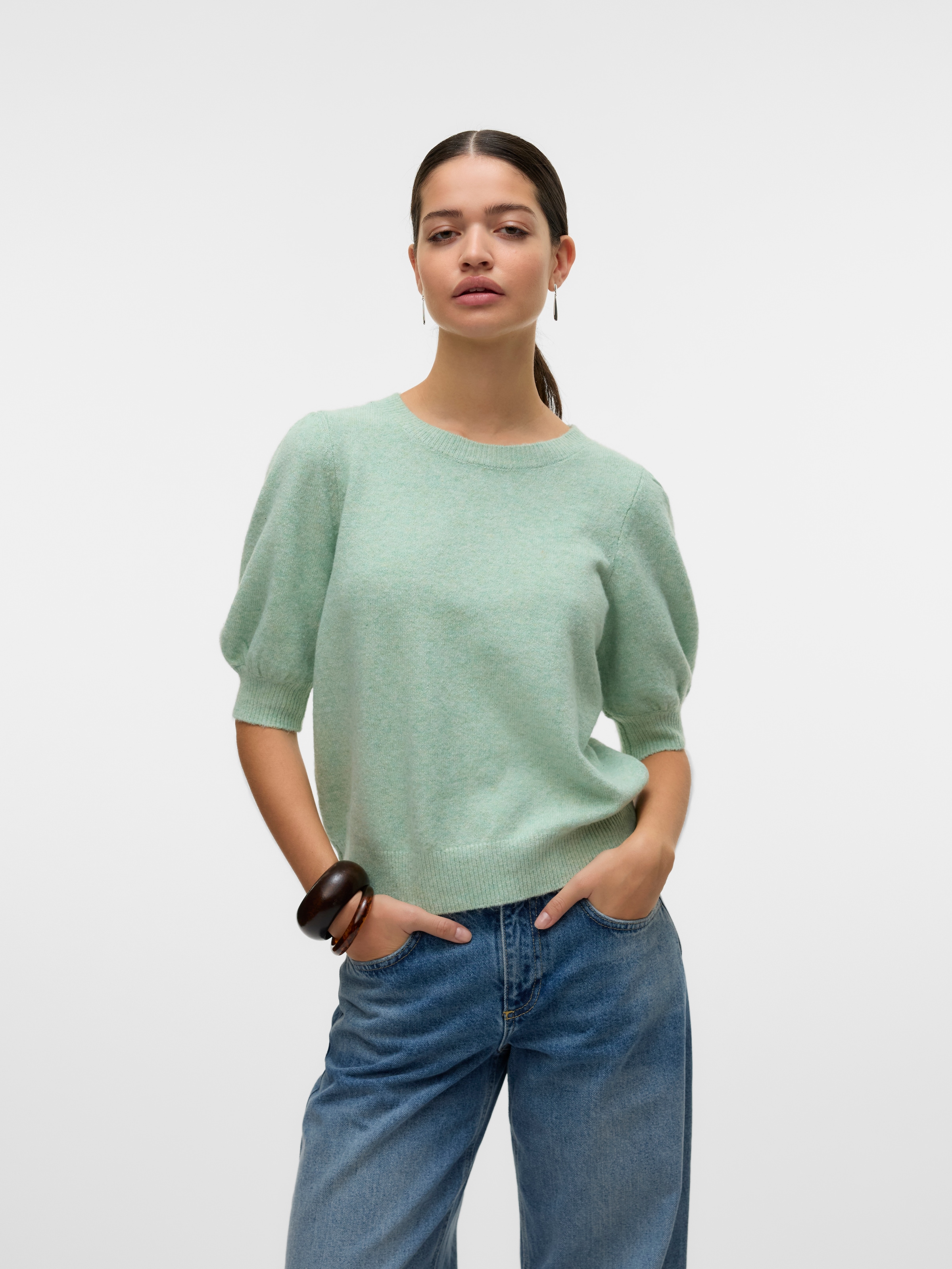 Vero Moda Kurzarmpullover "VMDOFFY 2/4 O-NECK PULLOVER GA NOOS", mit leicht günstig online kaufen