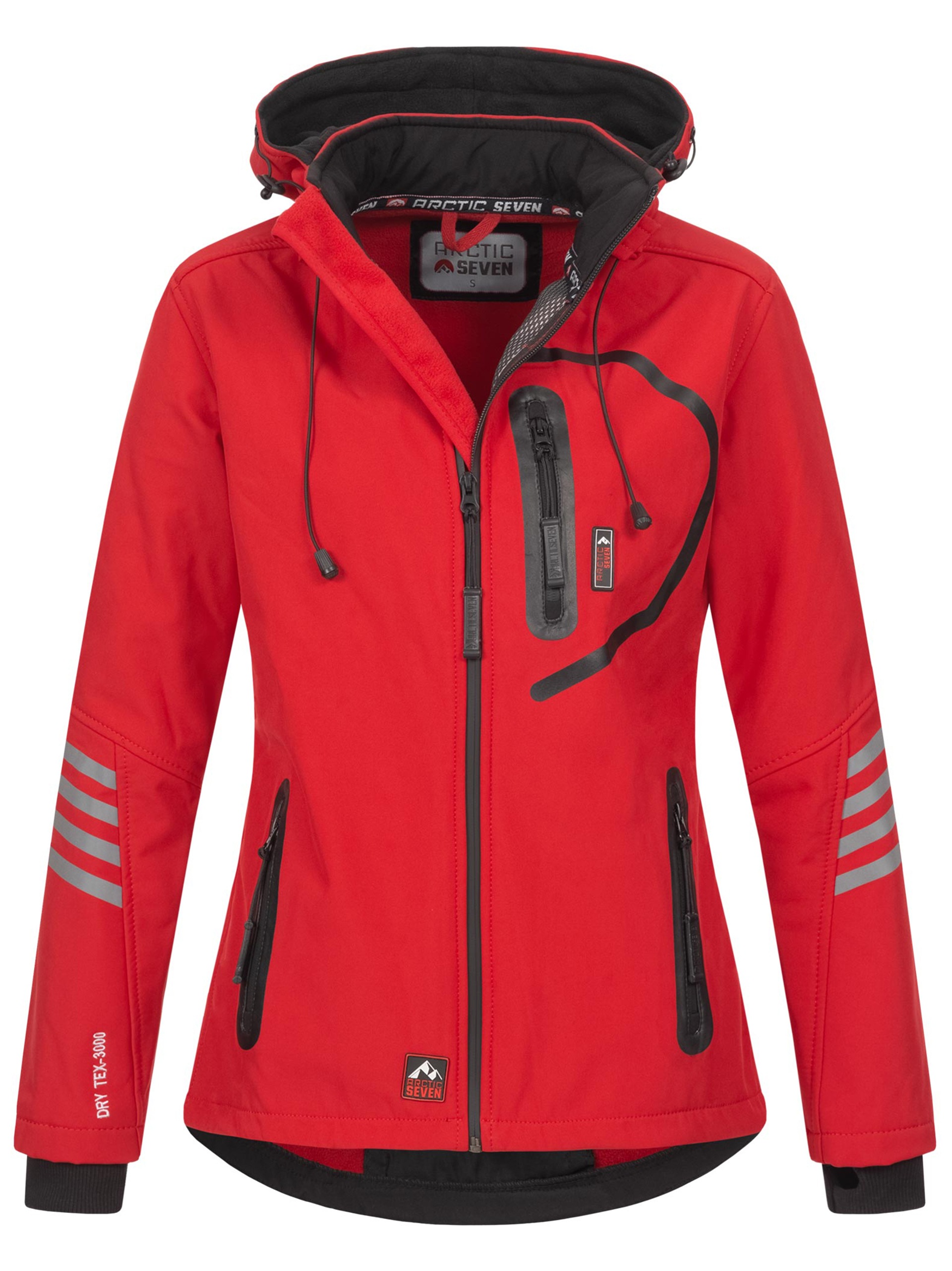 Arctic Seven Softshelljas voor dames (XS-5XL) met afneembare capuchon, waterafstotend, ademend, fleece binnenin, warme jas voor vrouwen, AS-305, donkergrijs, L