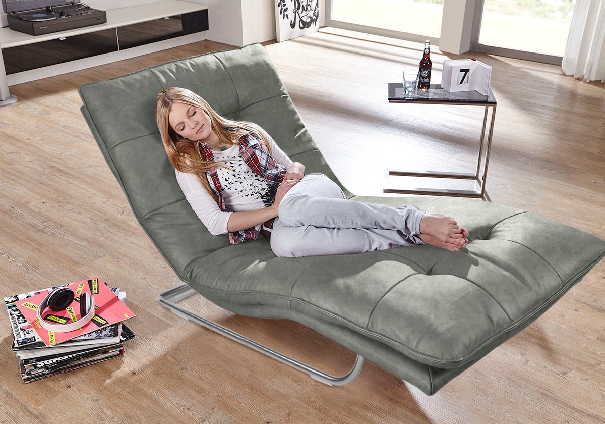 W.SCHILLIG Relaxliege "daily dreams" in Waffelkissen-Optik, wahlweise mit Motor, Freischwingergestell