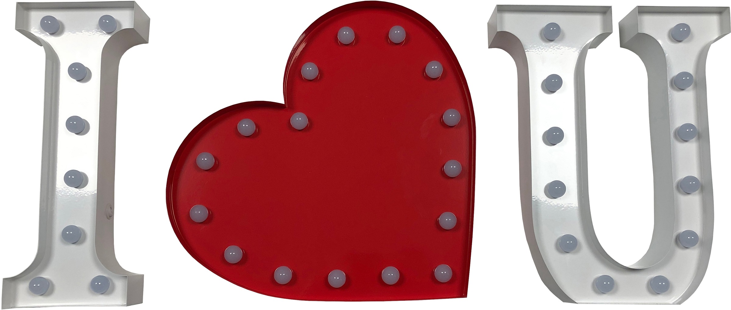 MARQUEE LIGHTS Tischleuchte »I Herz U«, 36 flammig, Leuchtmittel LED-Modul | LED fest integriert, Wandlampe, Tischlampe I Heart U mit 36 festverbauten LEDs - 69x31 cm