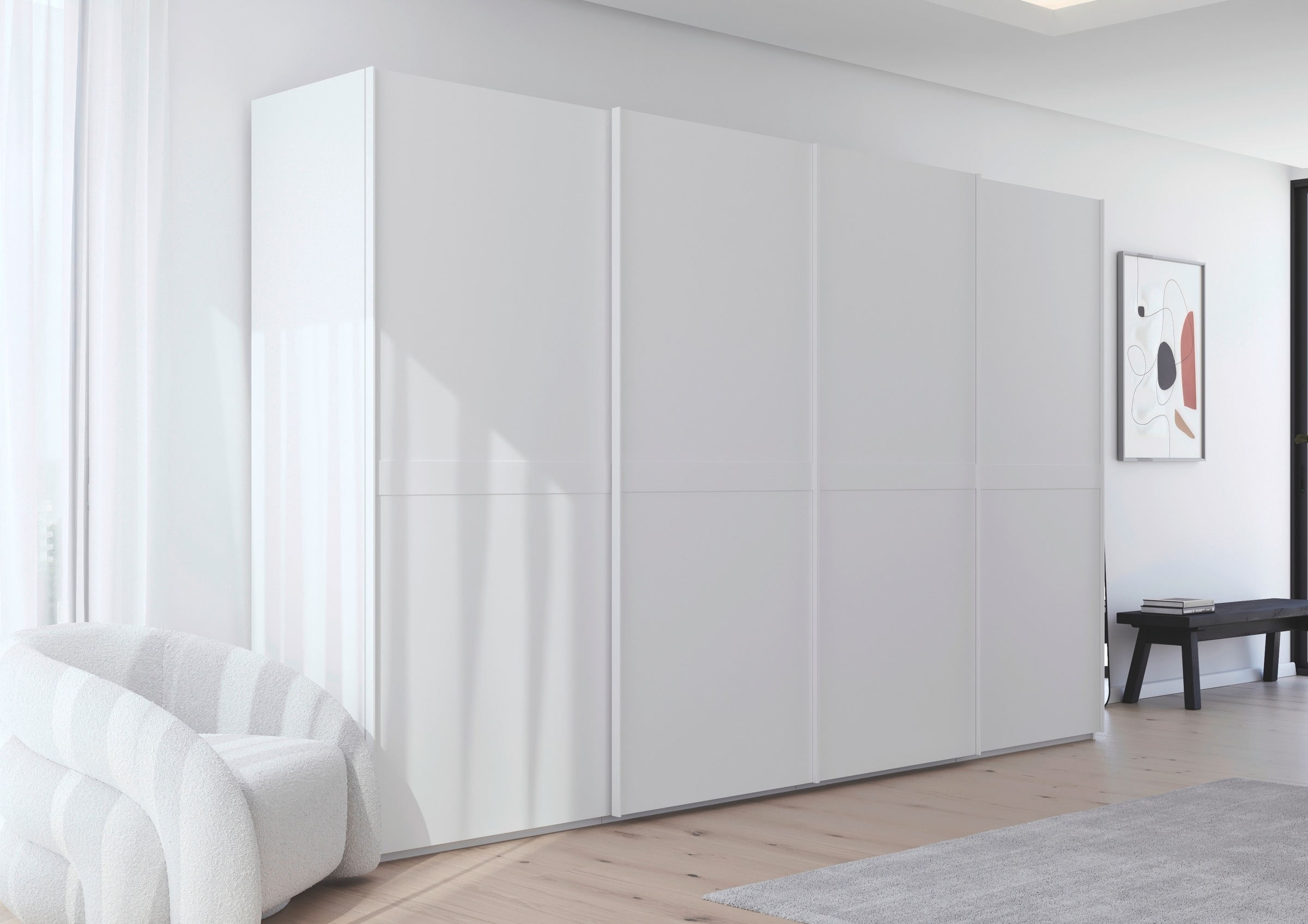 rauch Schwebetürenschrank »Kleiderschrank Schrank Garderobe Schlafzimmerschrank SCALE-LINE«, edle Optik mit Bauchbinde in Korpusfarbe Dekorfront MADE IN GERMANY