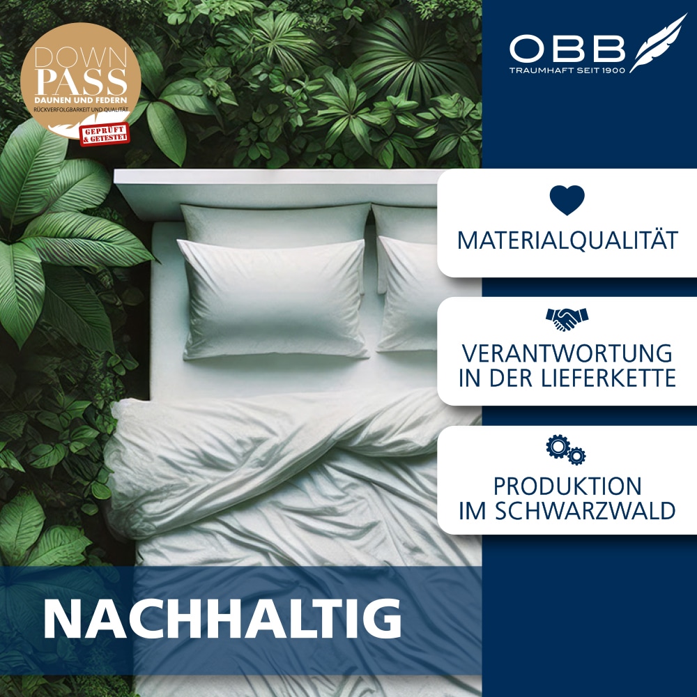 OBB Daunenbettdecke »Emilias, Bettdecken für Sommer und Winter, Ganzjahresdecke« leicht Füllung 90% Daunen, 10%Federn 1 Stk. tlg. Bettdecke 135x200 cm, 155x220 cm, weitere Größen, Made in Germany