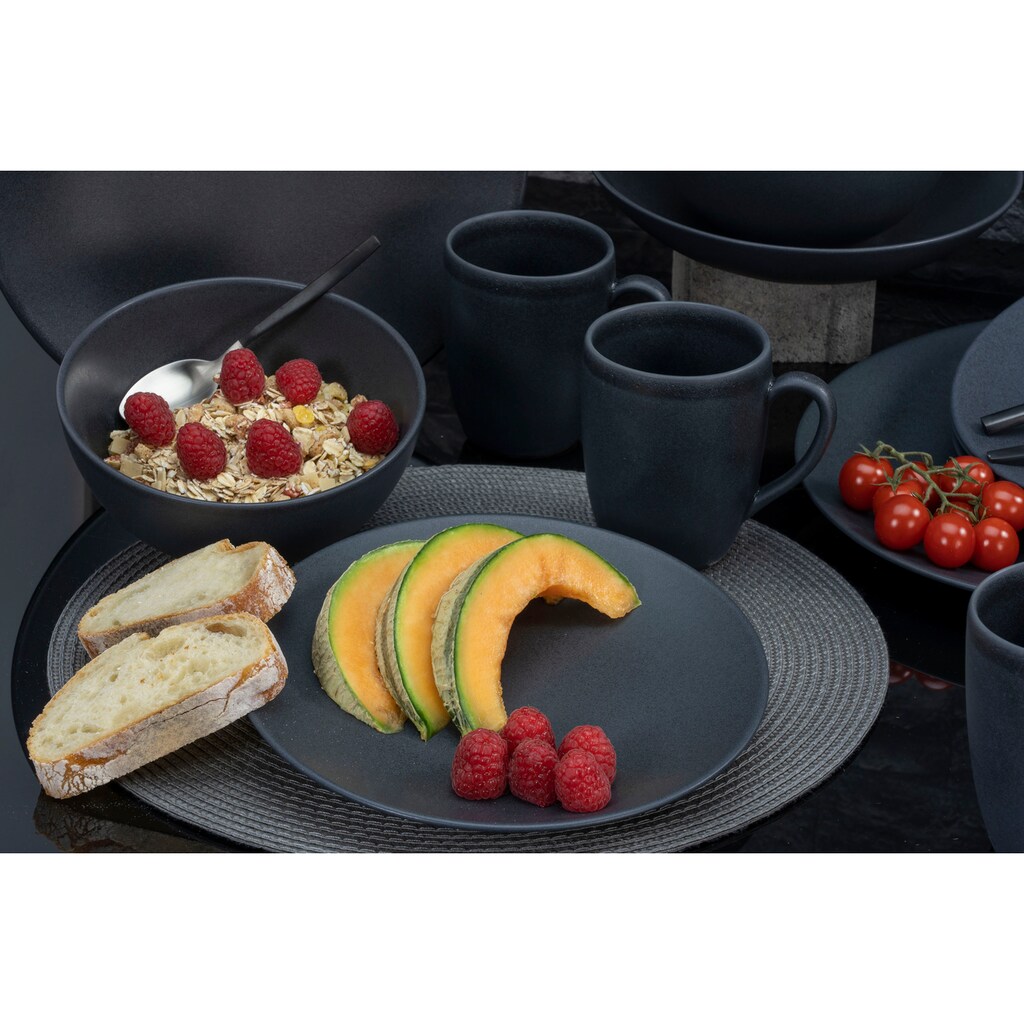 CreaTable Kombiservice »Geschirr-Set Soft Touch Black«, (Set, 16 tlg., Kaffeeservice und Tafelservice im Set, für 4 Personen)