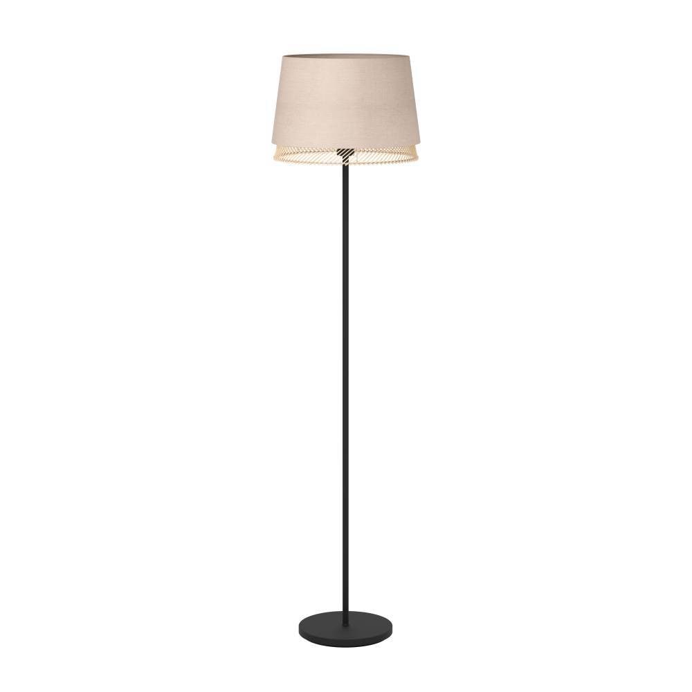 EGLO Stehlampe »TABLEY«, 1 flammig-flammig, Stehleuchte, Metall in Schwarz, Bambus und Leinen, E27 Fassung, 150 cm