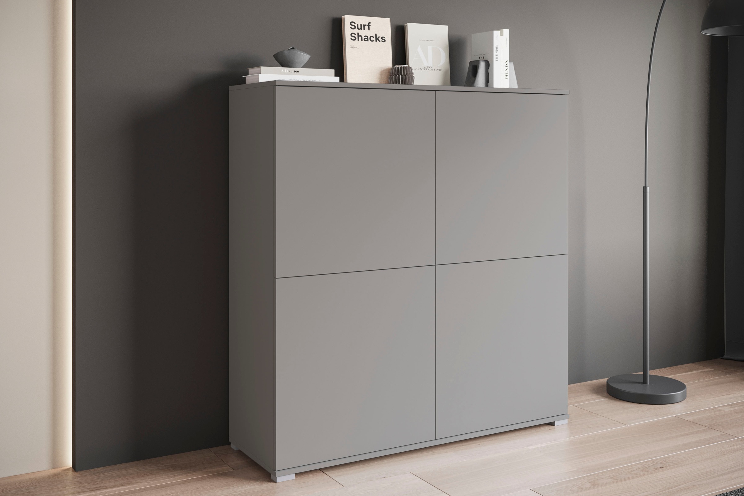 PC-Schrank OTTO HOME "Kenia, Sekretär, Home Office", grau pallad, B:120cm H:125cm T:39,5cm, Sekretäre, Mit Push-to-open, Tastaturauszug und praktischem Stauraum 3