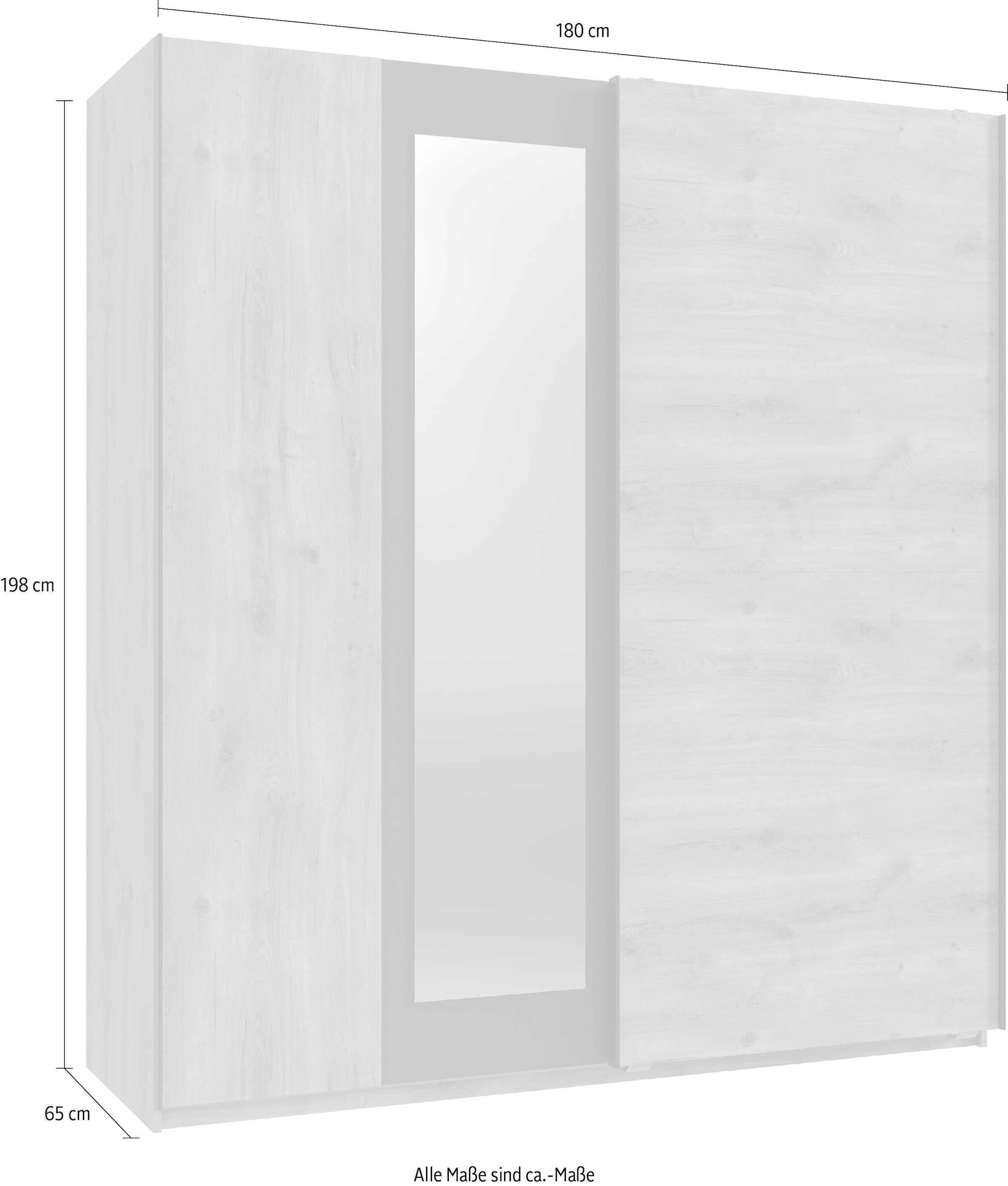 Wimex Schwebetürenschrank »Texel in den Breiten 135cm & 180cm erhältlich, inkl. Spiegel«, mit Metallgriffen