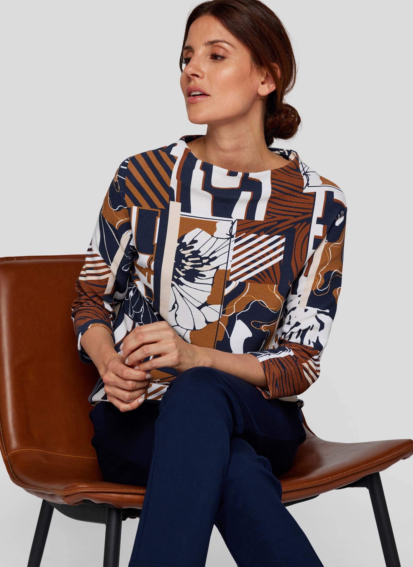 Rabe 3/4-Arm-Shirt, mit grafischem Muster