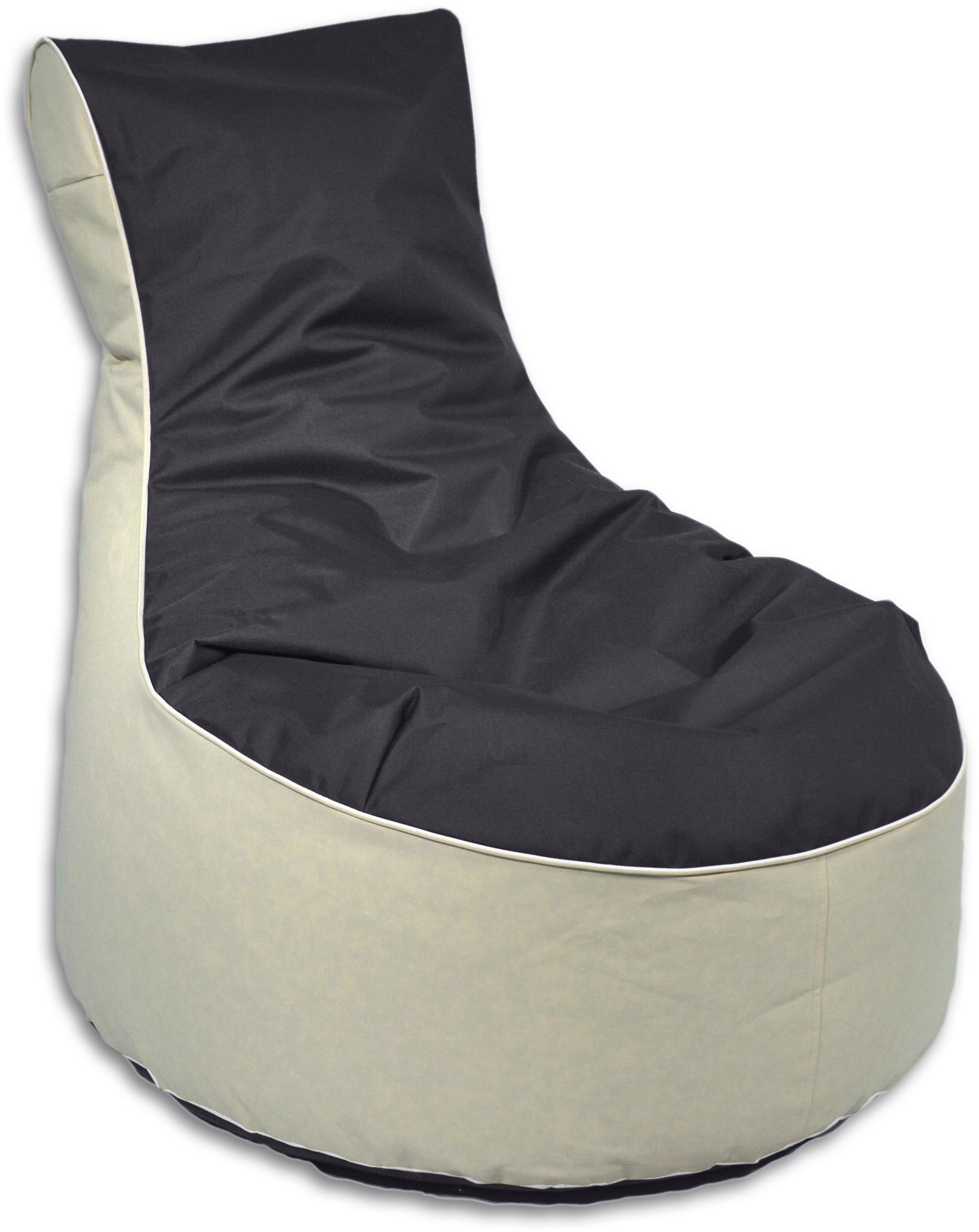 Sitzsack KINZLER, B:80cm H:90cm, schwarz, Polyester, Kinderzimmer, Sitzsäcke, "BICO", zweifarbig, mit Rückenlehne, Outdoor geeignet, Kinderzimmer