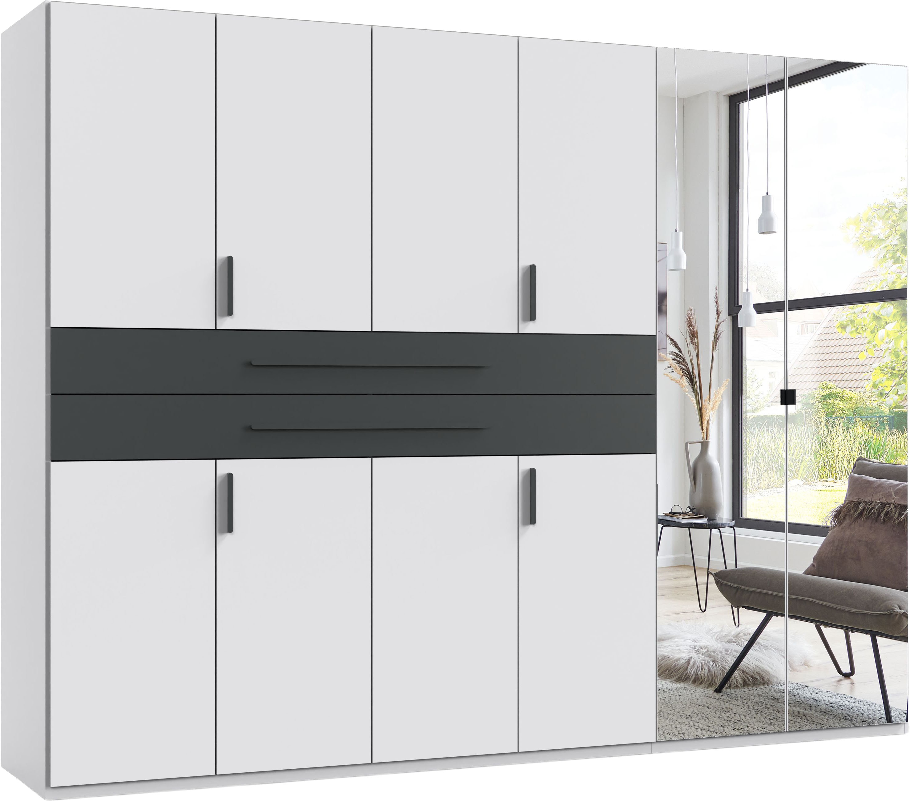 Wimex "Digit Kleiderschrank wahlweise mit oder ohne Spiegel" Schlafzimmer Schrank Bestseller im modernem Design, erhältlich in den Breiten 225cm oder 270cm (mit 8 oder 10 Türen)