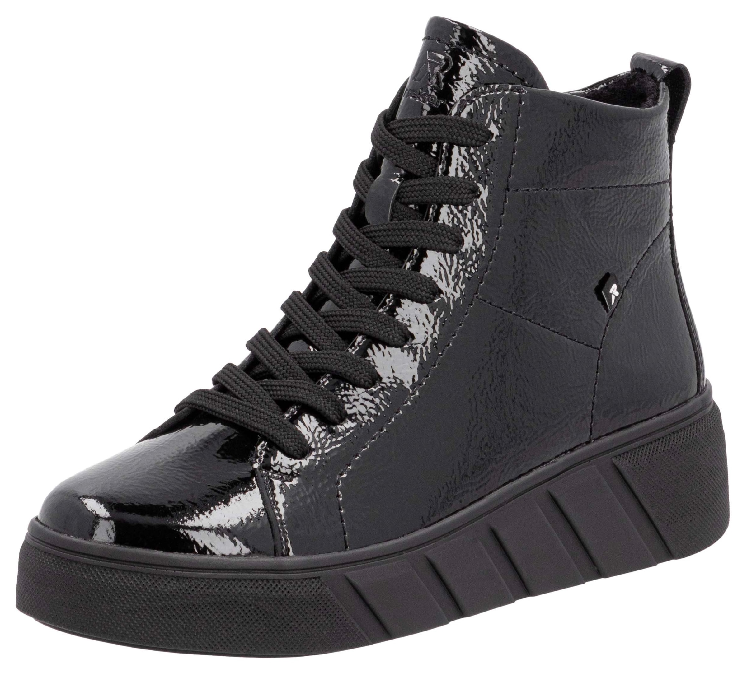 Rieker EVOLUTION Schnürboots, Freizeitschuh, High Top Sneaker, Plateausneaker mit Reißverschluss