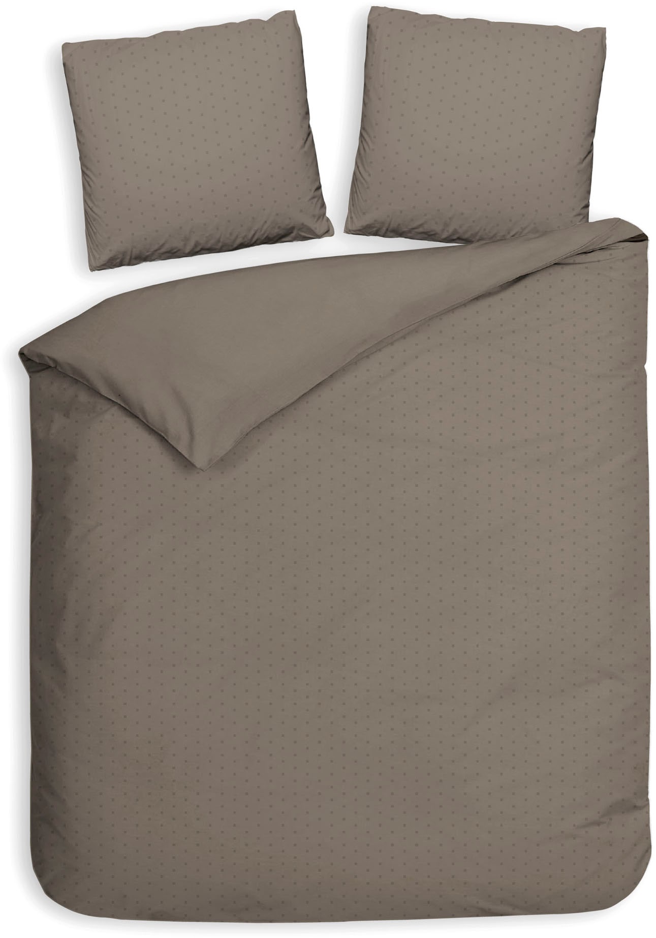 Bettwäsche HECKETT & LANE, grau, Mako-Satin, Obermaterial: 100% Baumwolle, Bettwäsche, "Punto", gepunktet, 100% Baumwolle ab 135x200 cm.