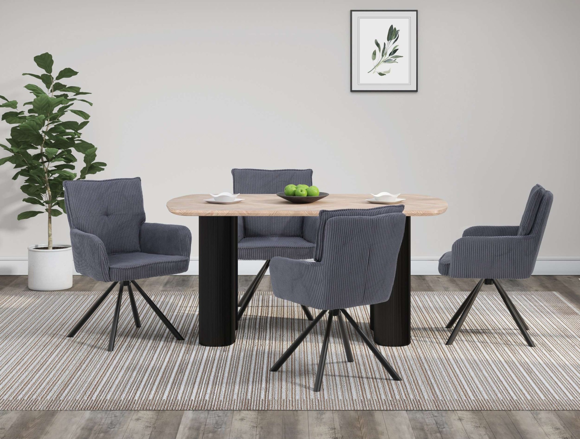 OTTO home Esstisch "Bessonville" Tischplatte in Fischgrätoptik, Beine mit R günstig online kaufen