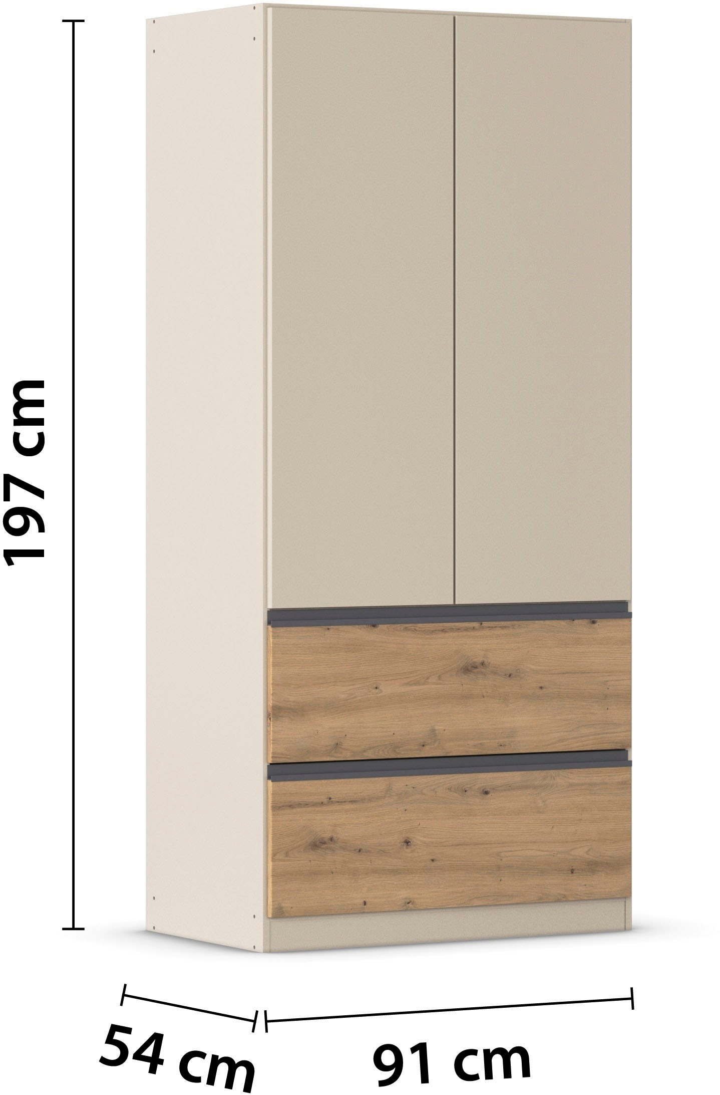 rauch Drehtürenschrank »Kleiderschrank Schrank Garderobe COSTA in den Breiten 91/136/181 cm« in 3 Ausstattungen BASIC/CLASSIC/PREMIUM,  viel Platz, grifflose Front und Push-to-Open Funktion MADE IN GERMANY