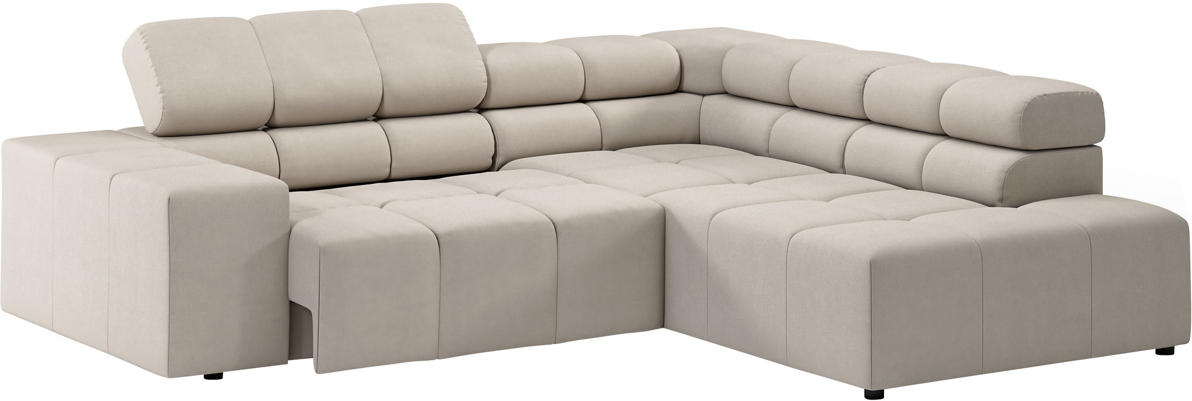 INOSIGN Ecksofa »Ancona, incl. Kopfteilverstellung + 3 Zierkissen, L-Form, bequem«, wahlweise motorische Sitztiefenverstellung, B/T(H: 249/215/70 cm