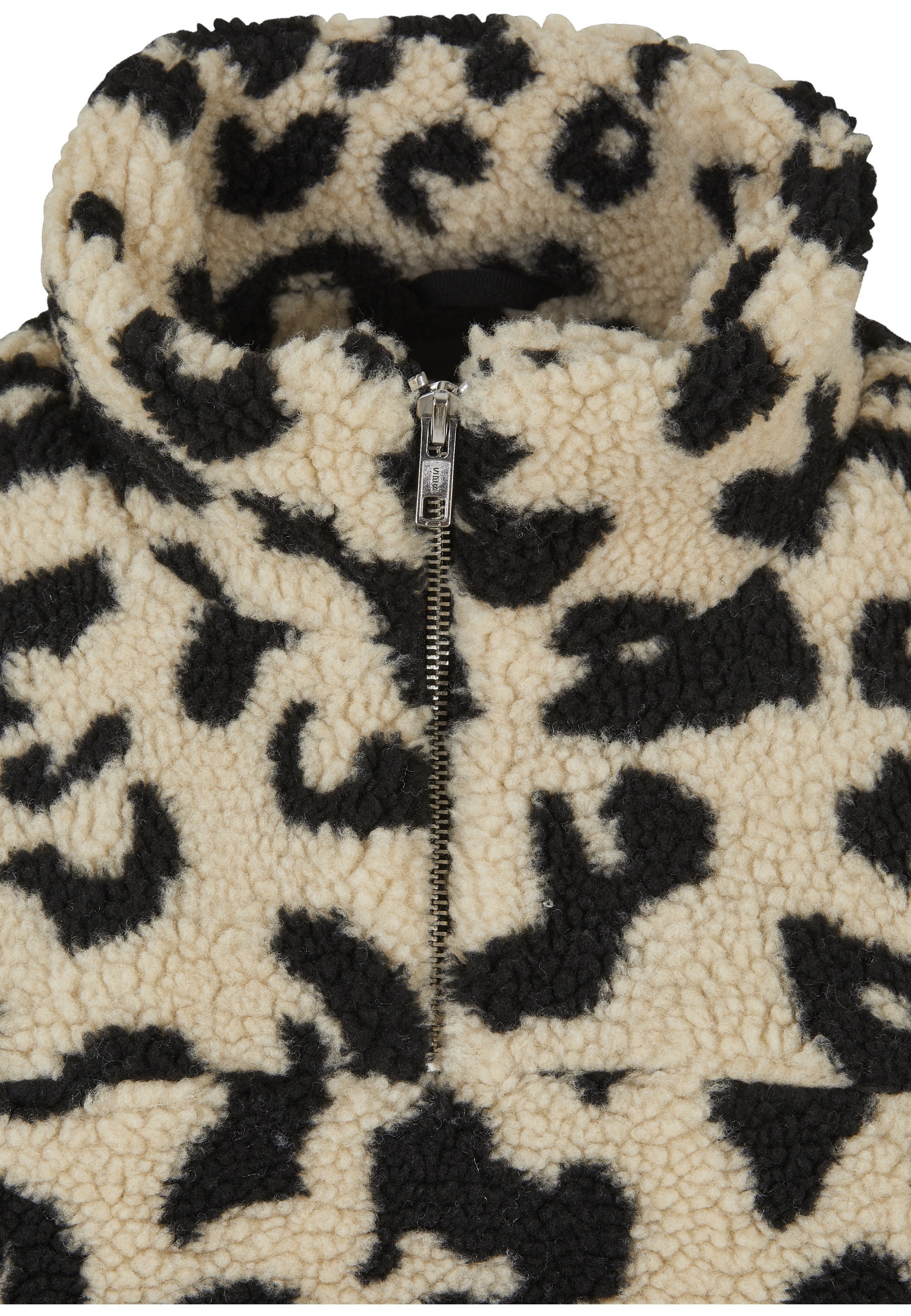 URBAN CLASSICS Trainingskapuzenpullover »Urban Classics Damen Ladies Short AOP Sherpa Troyer« 1 Stk.