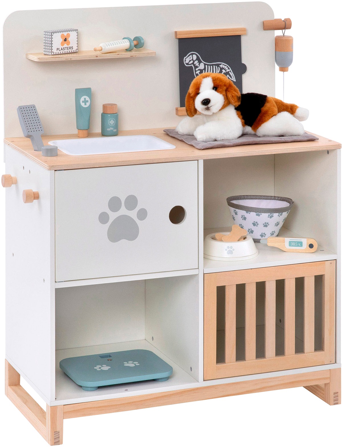 Spielzeug-Arztkoffer MUSTERKIND "Tierarzt-Center Thymus", weiß, natur, Rollenspielzeug, KinderB:65cm H:75cm T:31cm, Holz, B:65cm H:75cm T:31cm