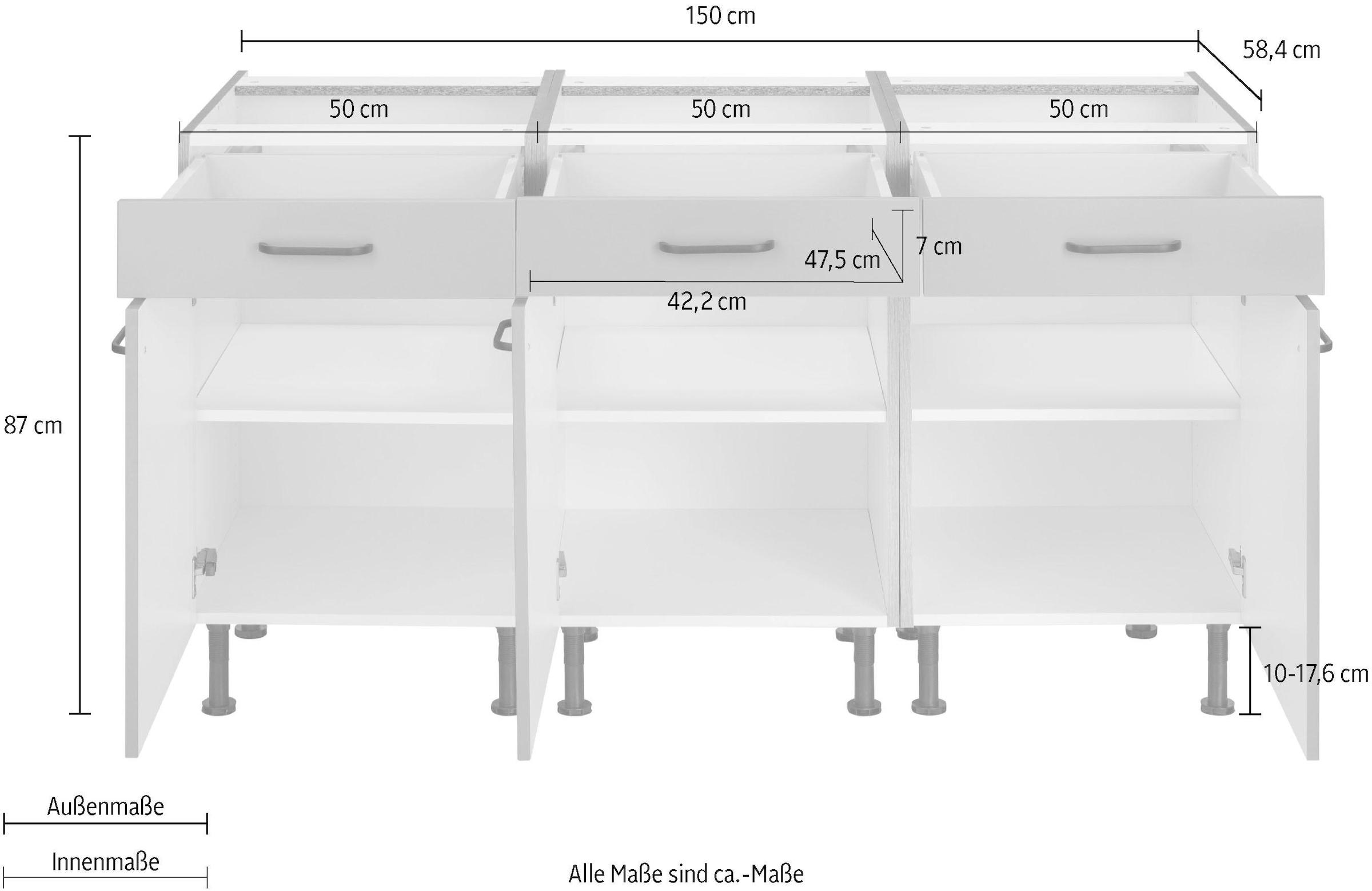 OPTIFIT Unterschrank »Elga«, mit Soft-Close-Funktion, Vollauszügen, Breite  150 cm | BAUR