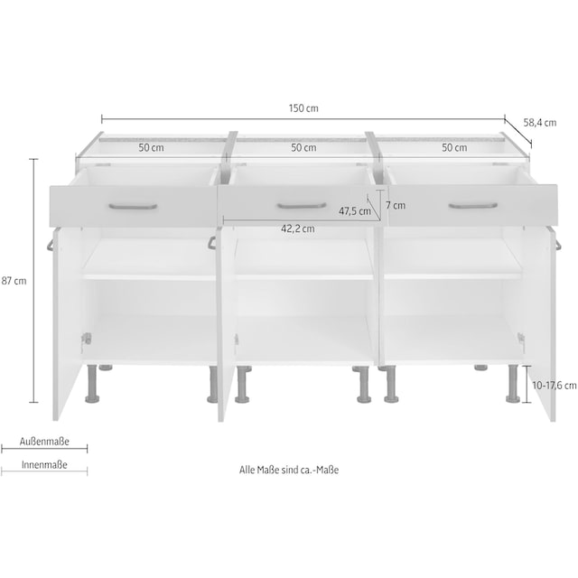 OPTIFIT Unterschrank »Elga«, mit Soft-Close-Funktion, Vollauszügen, Breite  150 cm | BAUR