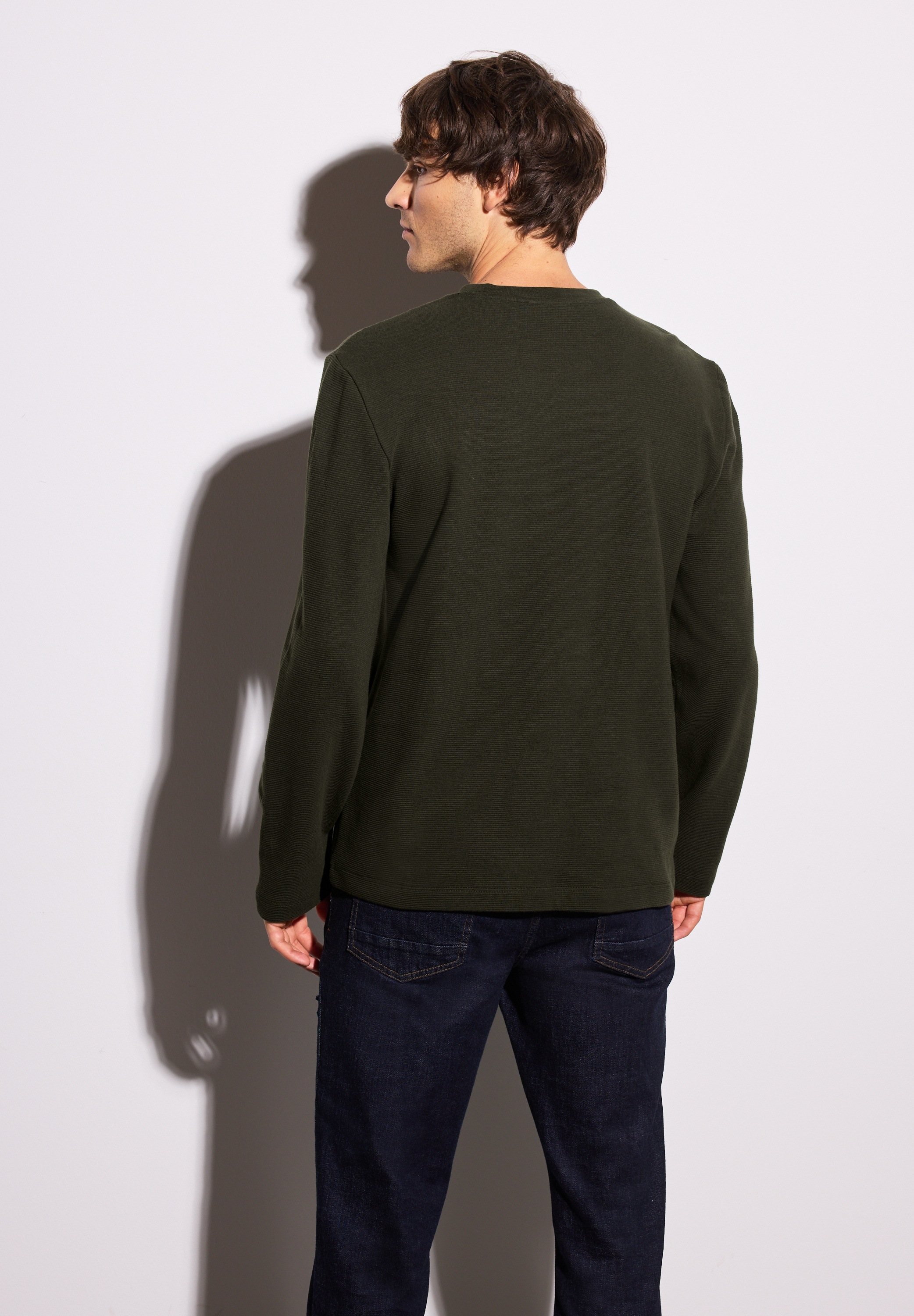 STREET ONE MEN Langarmshirt, aus reiner Baumwolle