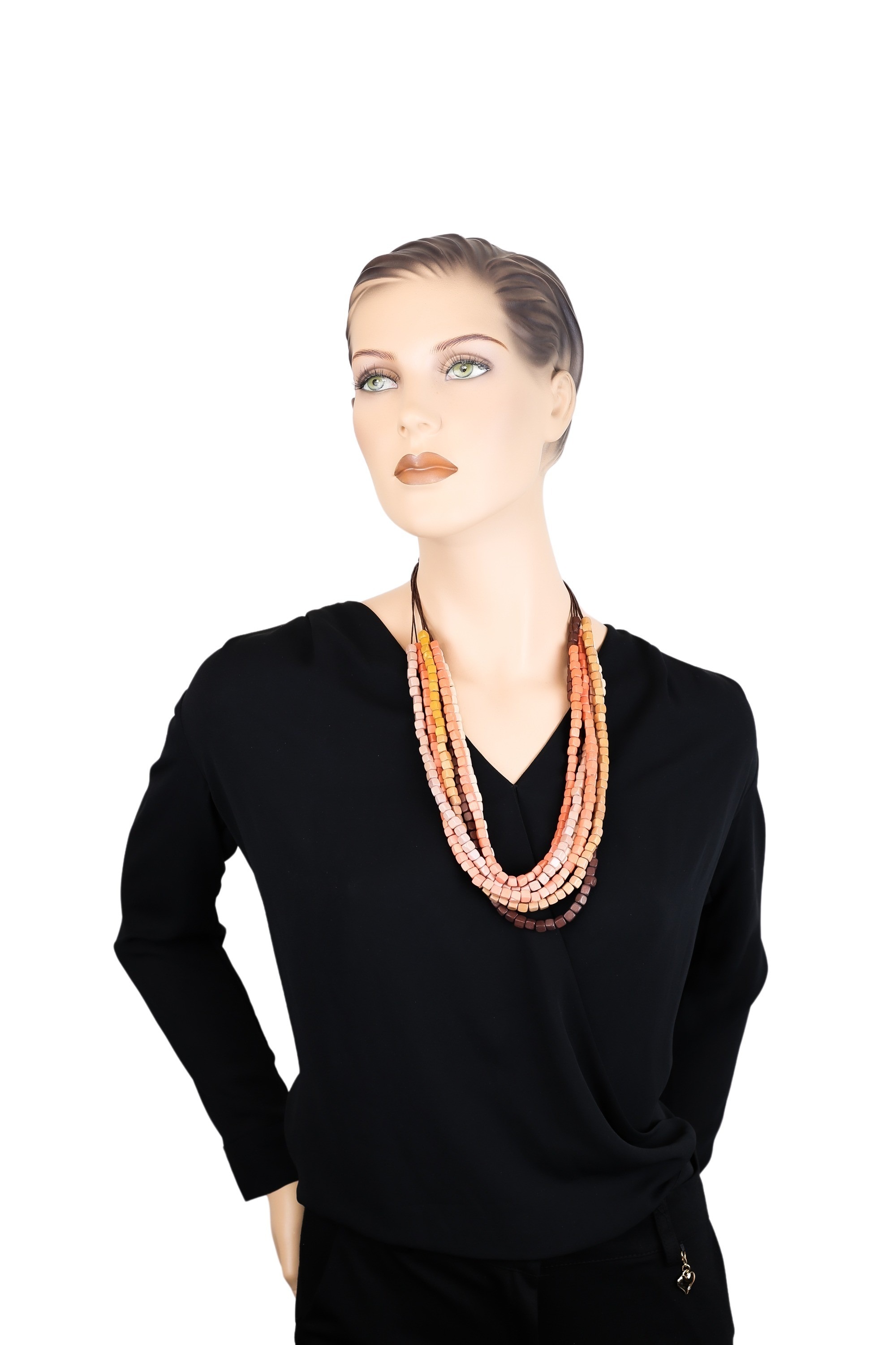 COLLEZIONE ALESSANDRO Lange Kette »Amaya«, 6-reihige Kette mit kleinen Holzwürfeln