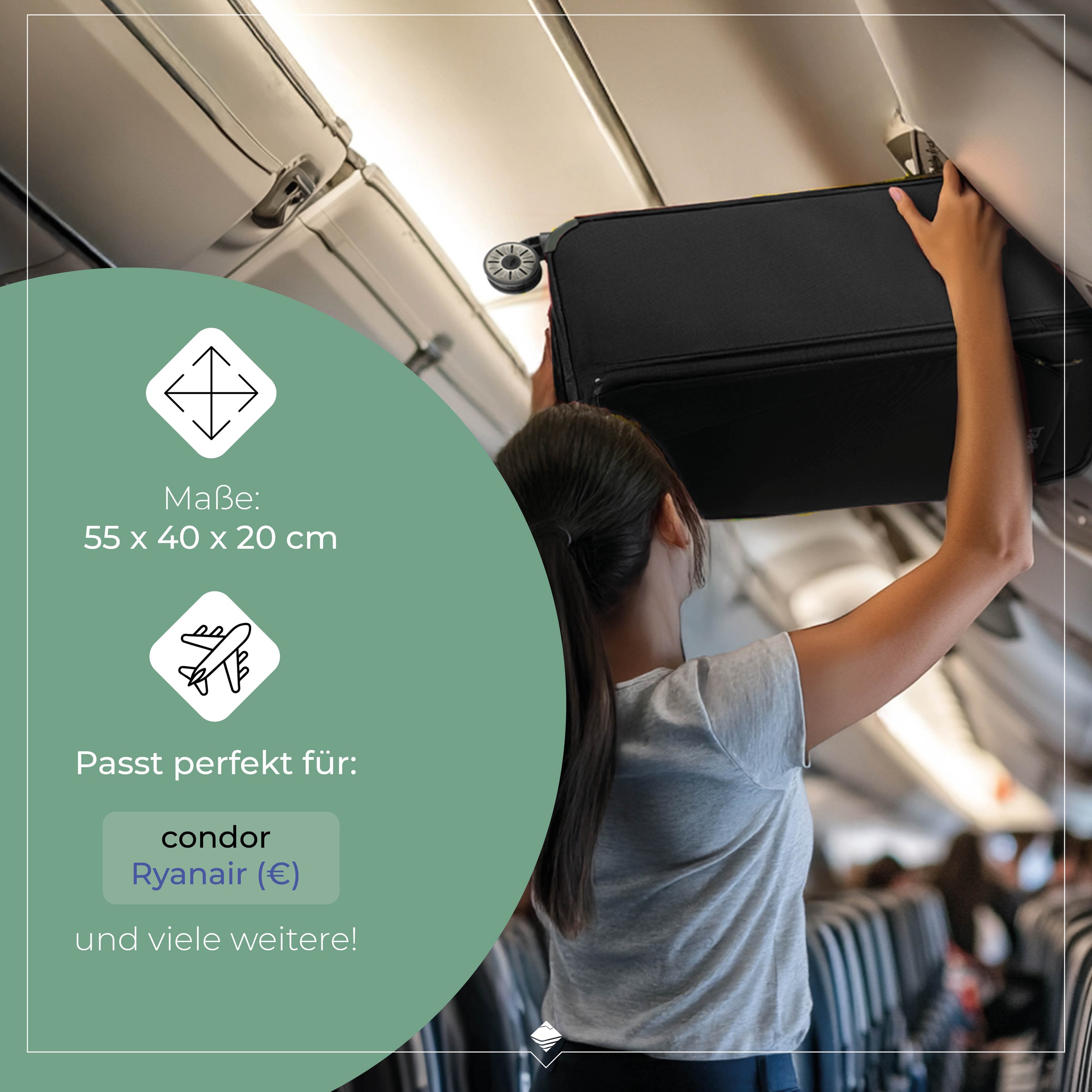 travelite Handgepäck-Trolley »JETPACK Multi 2 Cabin, konzipiert für Condor & Ryanair«, 2 Rollen, Weichgepäck-Koffer Handgepäck für die meisten gängigen Airlines