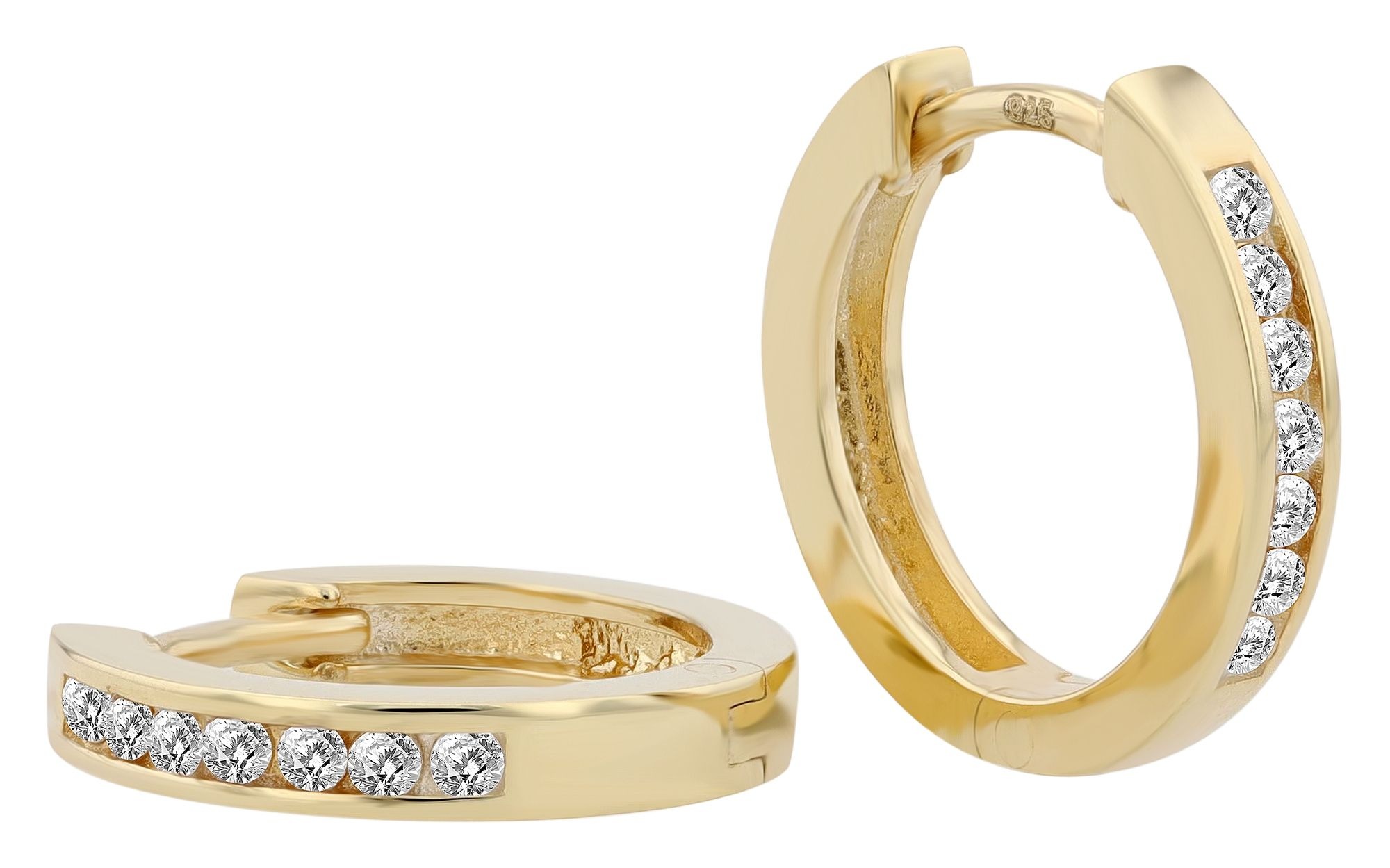 Adelia´s Klappcreolen »Damen Ohrringe – Klappcreole aus 925 Silber mit Zirkonia« Ideal zum Verschenken – schlicht und stilvoll