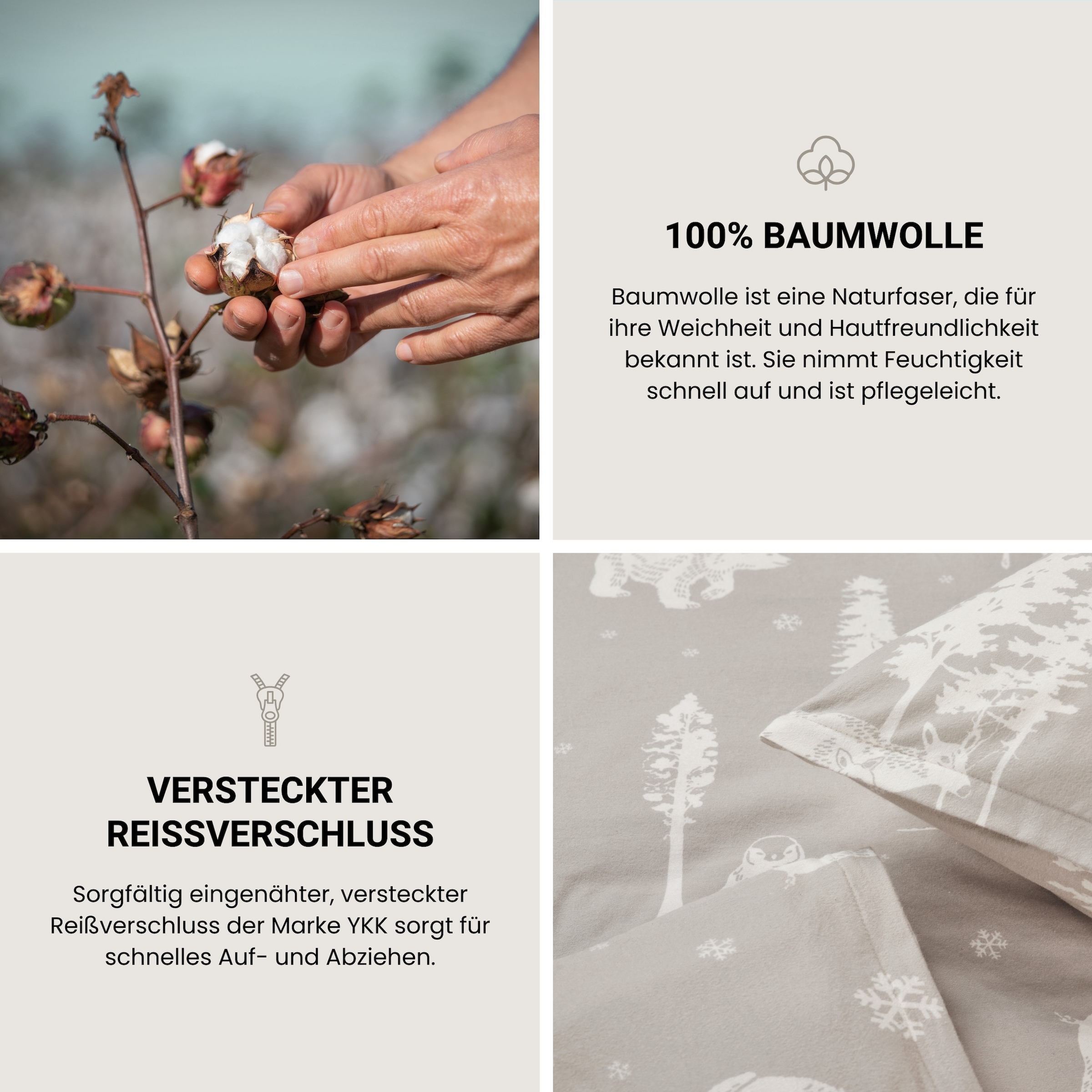 Schiesser Bettwäsche »Nordic aus weichem Baumwollflanell mit nordischem Muster«, Made in Green
