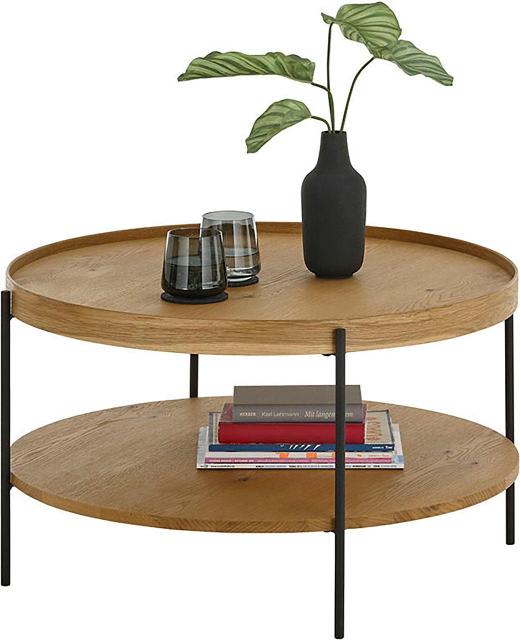 MCA furniture Couchtisch »ARENAL Beistelltisch«, Eiche furniert, mit Ablageplatte, Belastbarkeit 20 kg