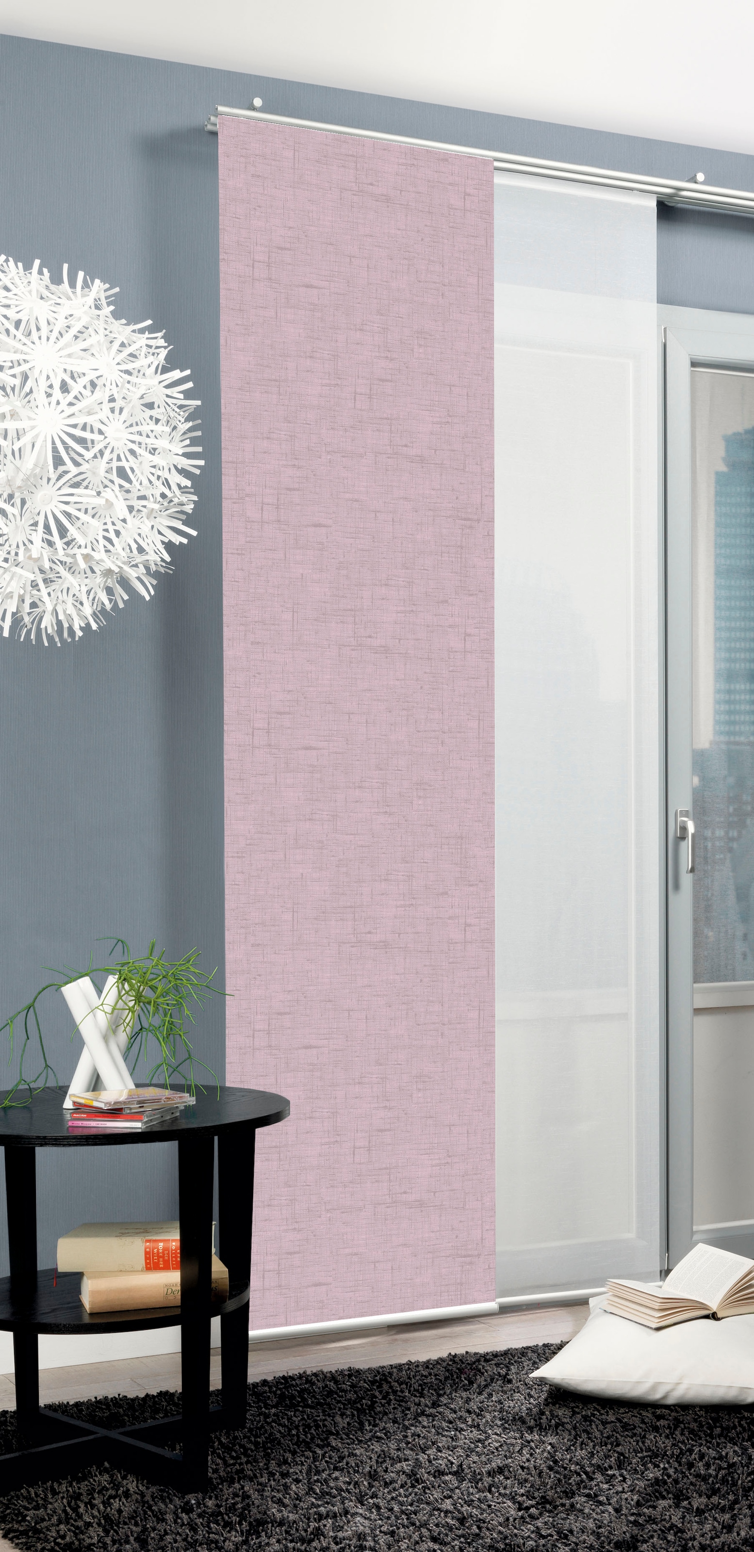 Schiebegardine HOME WOHNIDEEN, B:60cm H:245cm, rosa, Polyester, Wohnzimmer, Gardinen, "PIVE", Schiebegardine PIVE digitalbedruckt