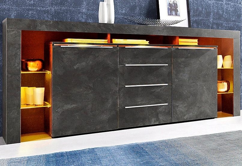 borchardt Möbel Sideboard "Lima, Breite 192cm mit Metallgriffen und Glasböd günstig online kaufen