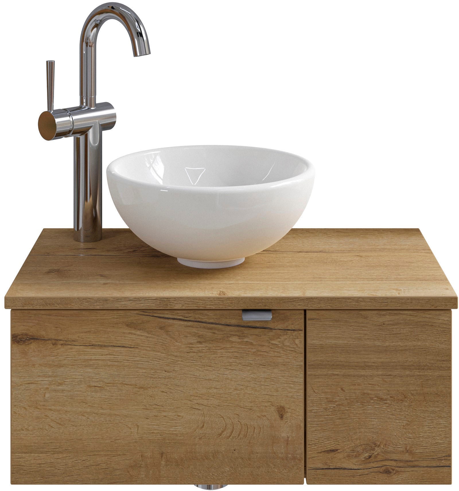 Saphir Waschtisch »Serie 6915 Waschschale mit Unterschrank für Gästebad, Gäste WC«, 61 cm breit, 2 Türen, offenes Fach, kleine Bäder, ohne Armatur
