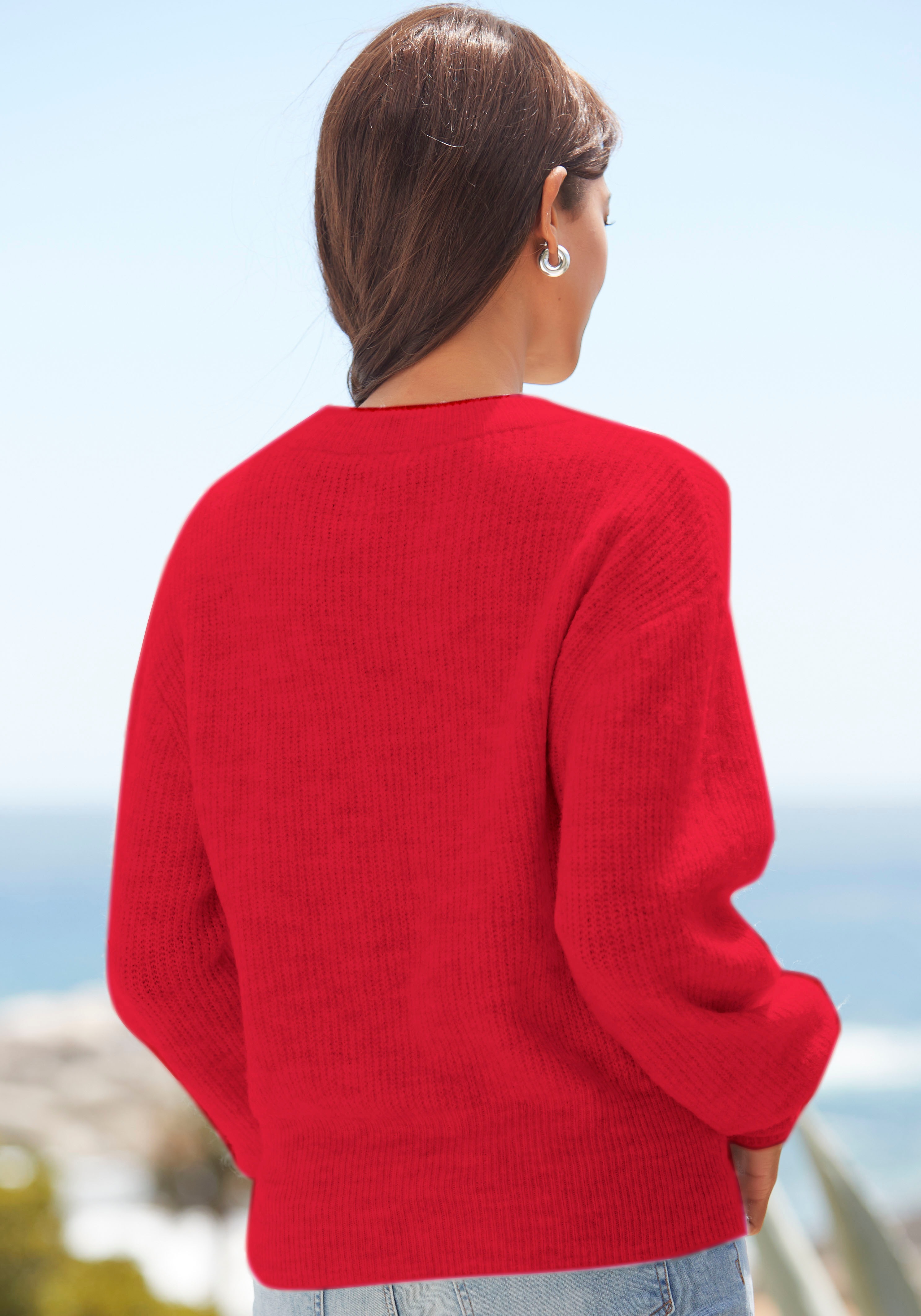 Thumbnail - LASCANA Strickpullover, in Melange-Optik, lockerer Damenpullover, Basic