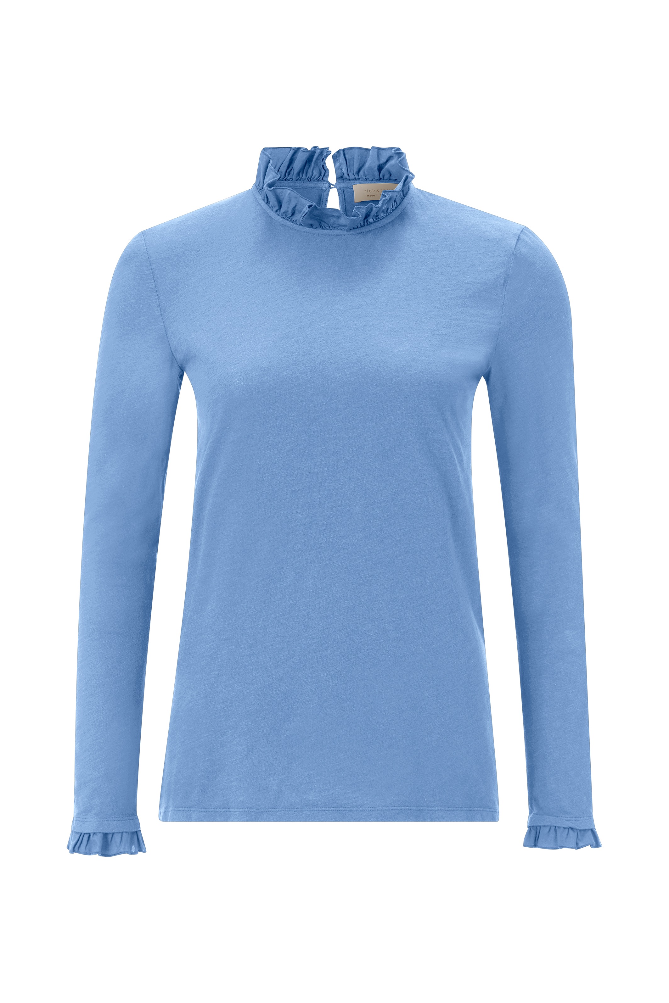 RICHROYAL Langarmshirt »2409 O Slub F LS«, mit Rüschenkante an Ausschnitt und Ärmelsaum