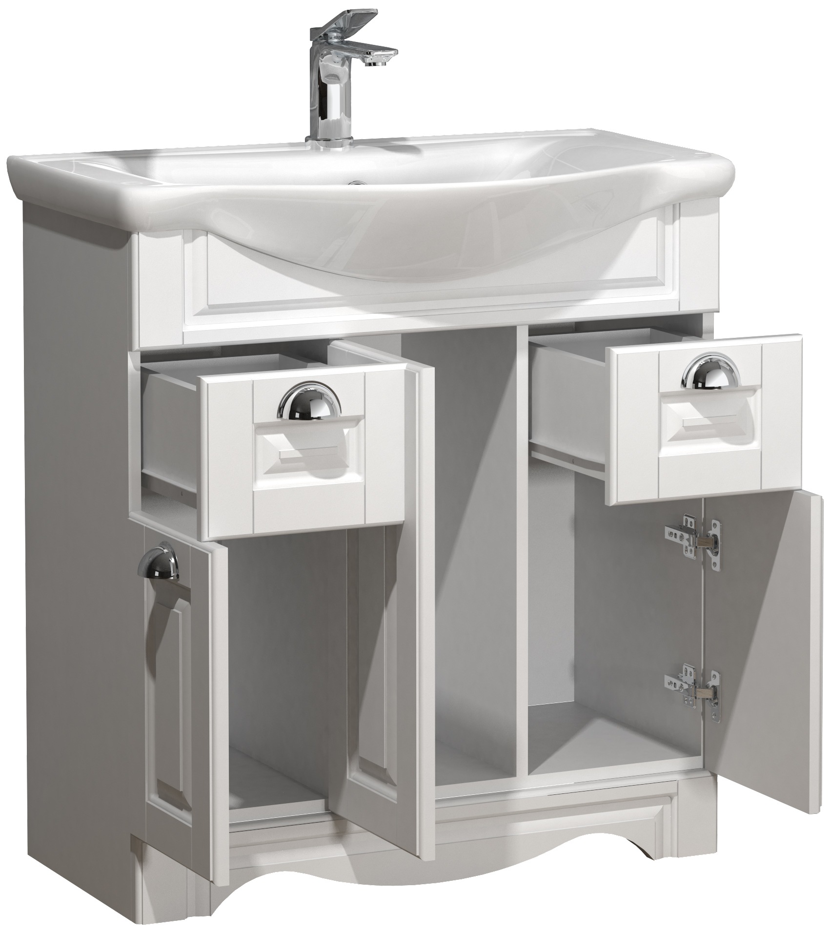 VCM Waschbeckenunterschrank »VCM 2-tlg. Waschplatz Waschtisch Breite 75 cm Badmöbel Set Waschbecken Landhaus Schubladen Casalo XL«, (2 St.)
