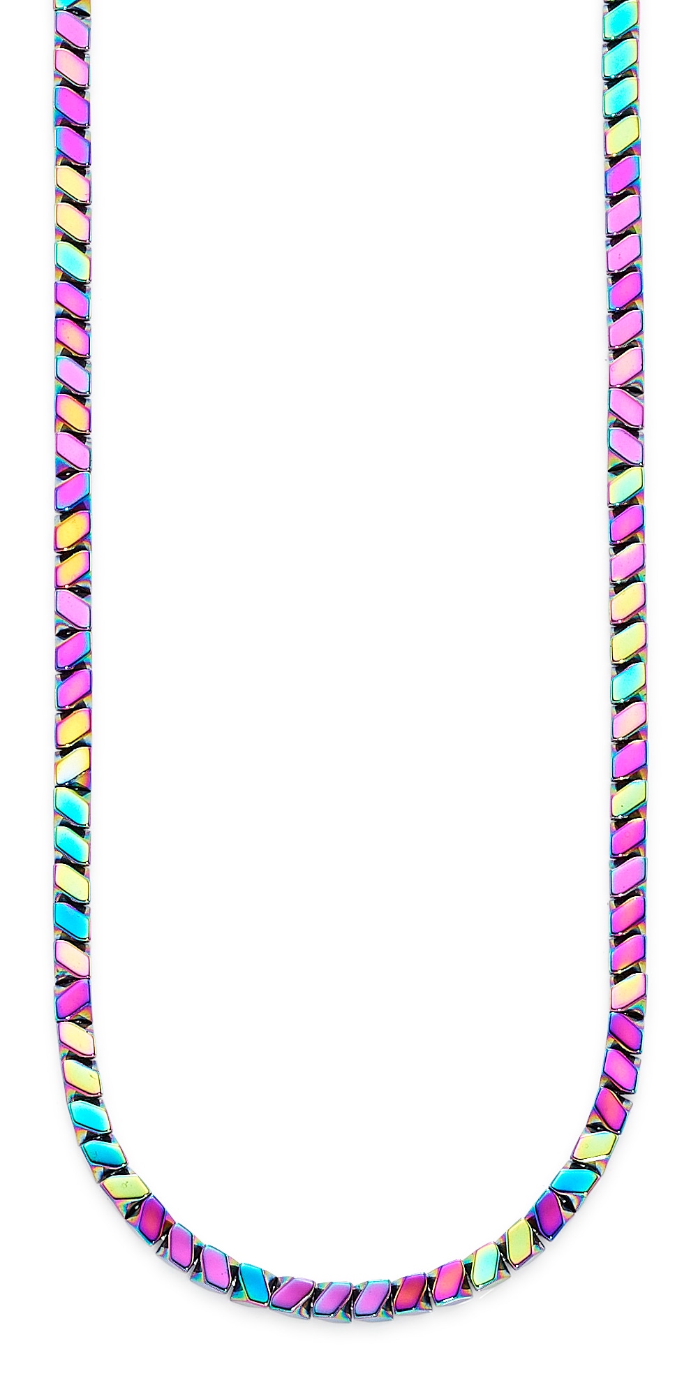 BRUNO BANANI Damen Edelstahlkette "Schmuck Geschenk Steinkette mit farbigem Hämatit", Edelstahl, L: 49 B: 3mmedelstahlfarben, blau, gelb, rot, lila,