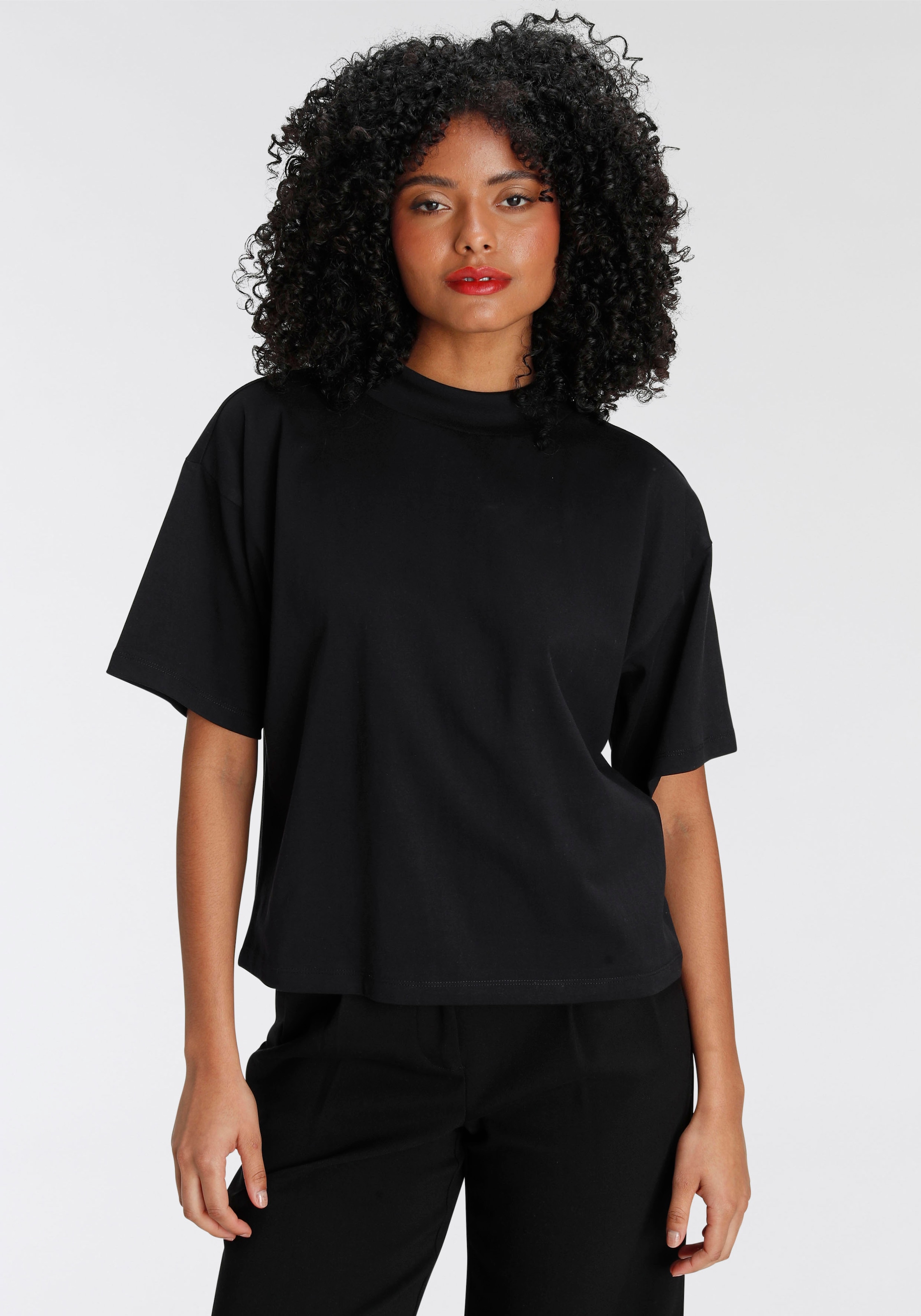 | modisch Rippen-Rundhalsausschnitt für kaufen Oversize-Shirt, mit BAUR breitem AJC