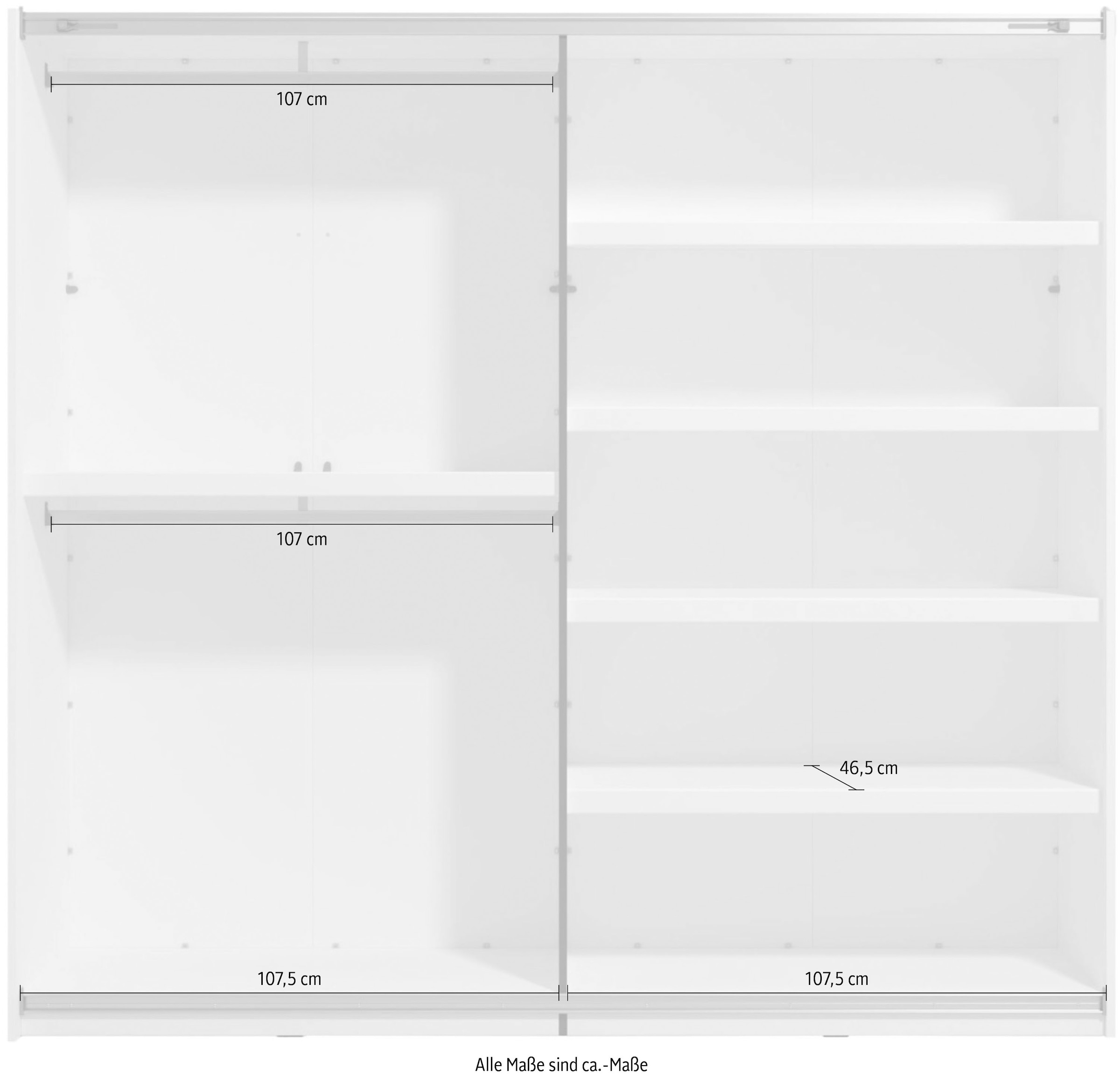 Home affaire Schwebetürenschrank »Belfort, Kleiderschrank mit Spiegel, Made in Europe«, (wähle deine perfekte, individuelle Innenausstattung), 2 Schiebetüren, 220x61x205cm, FSC® -zertifizierter Holzwerkstoff