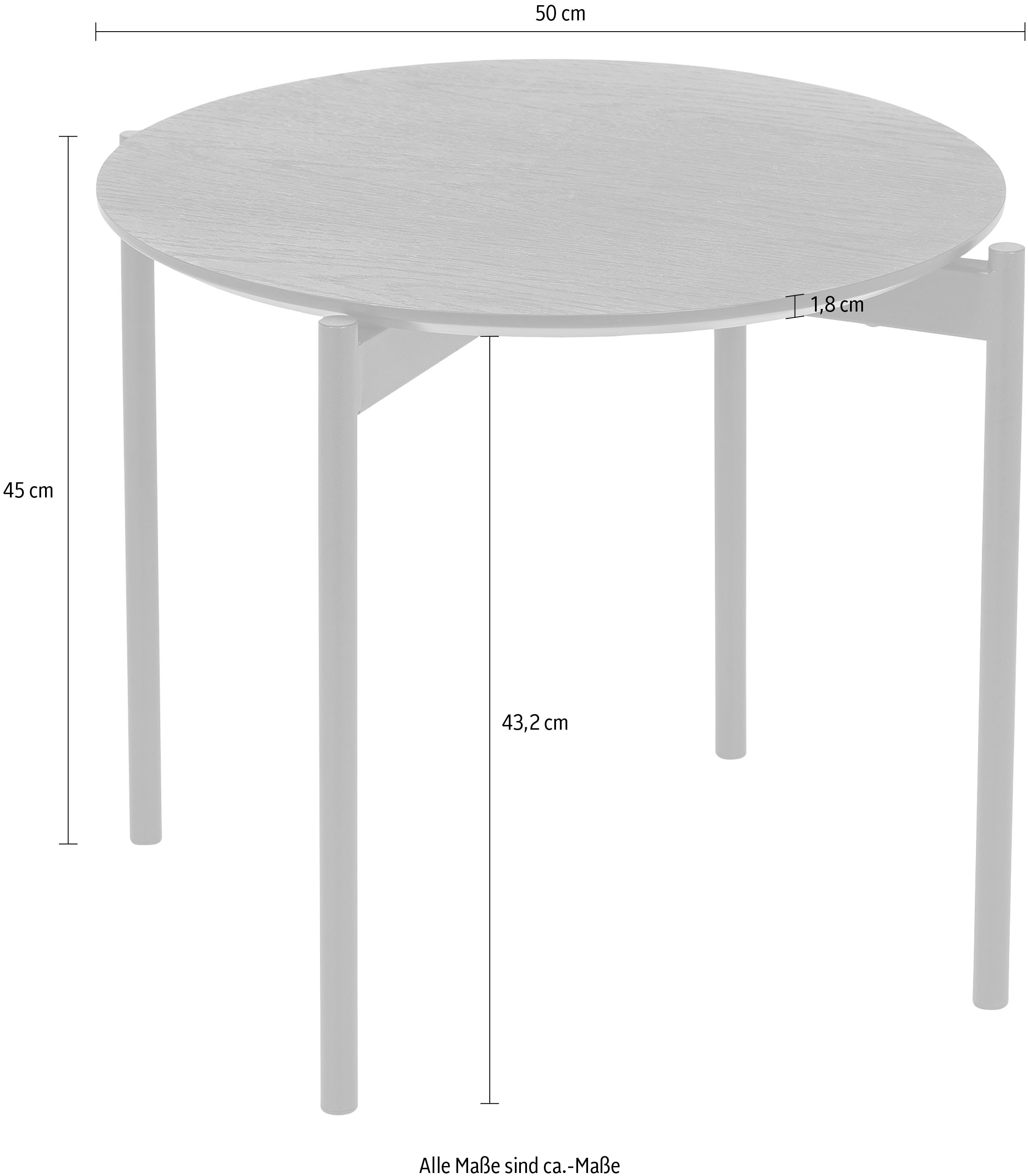 Homexperts Beistelltisch »Isa«, D 50 cm, rund, in Eiche natur oder schwarz lackiert