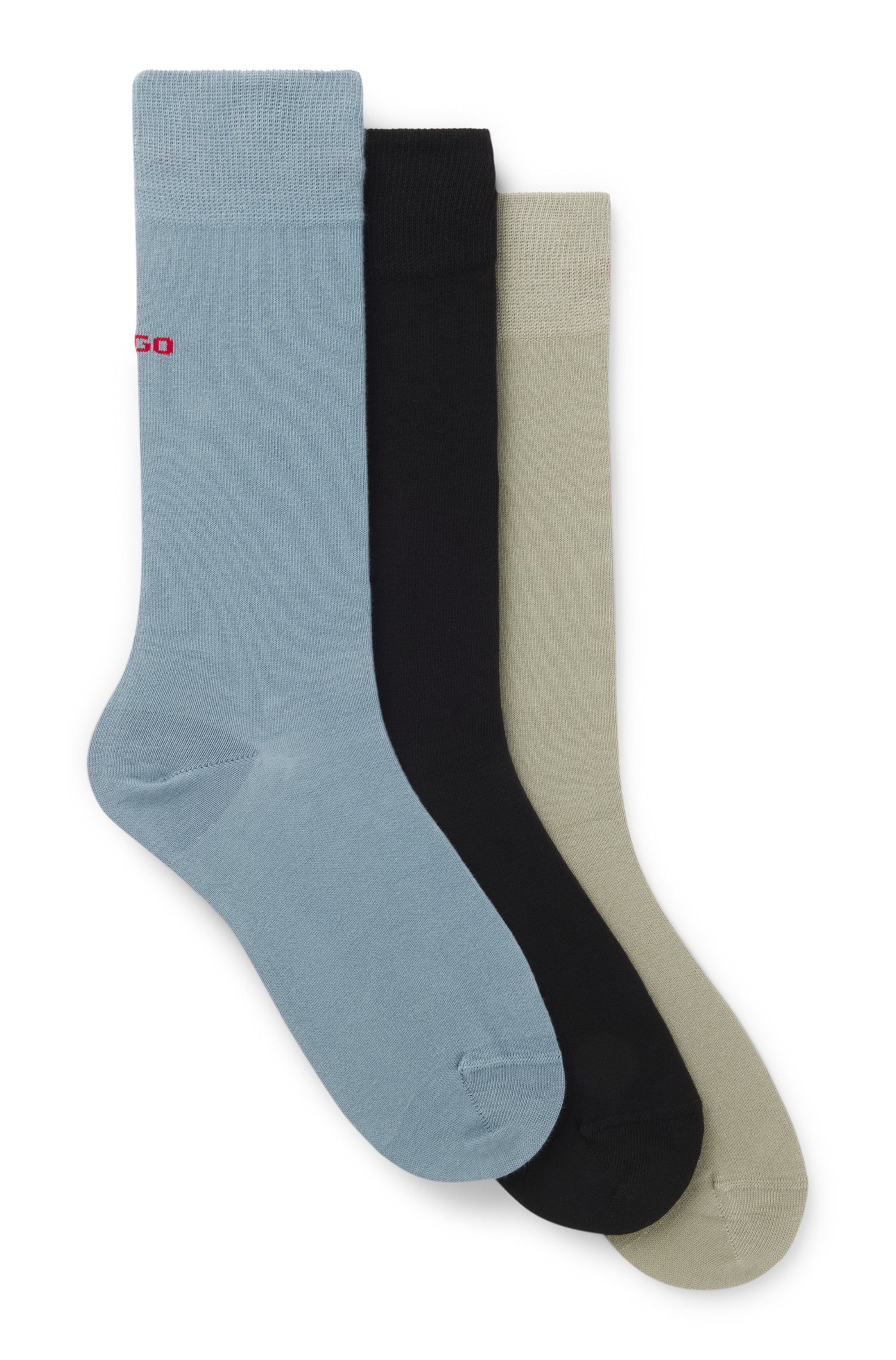 HUGO Underwear Businesssocken "3P RS UNI CC" Packung, 3 Paar tlg. mit kontrastfarbenen HUGO Logo-Schriftzug
