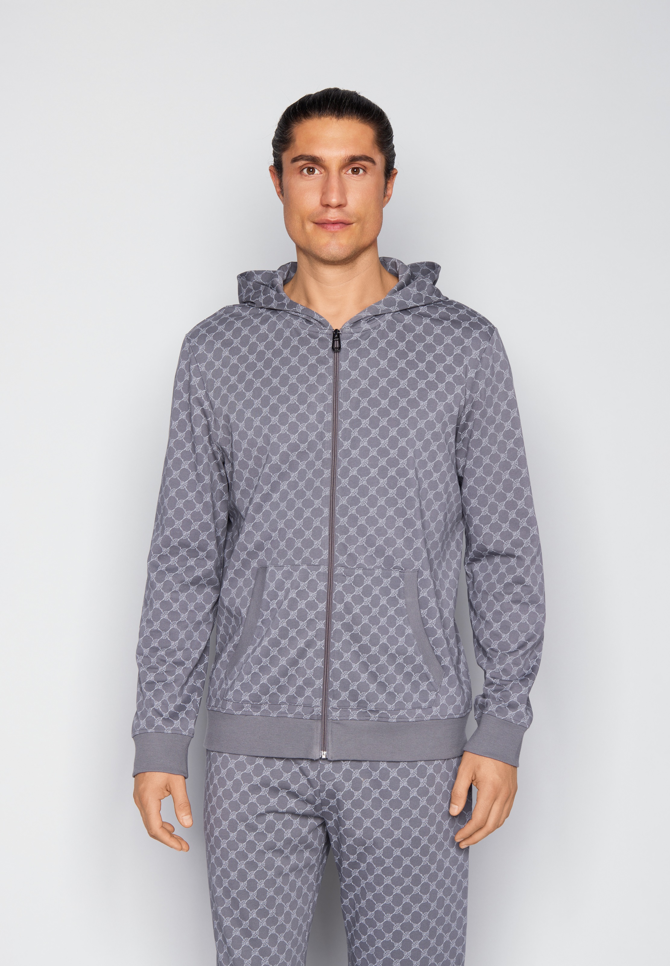 Thumbnail - JOOP Sweatjacke mit Cornflower-Print allover und Kapuze