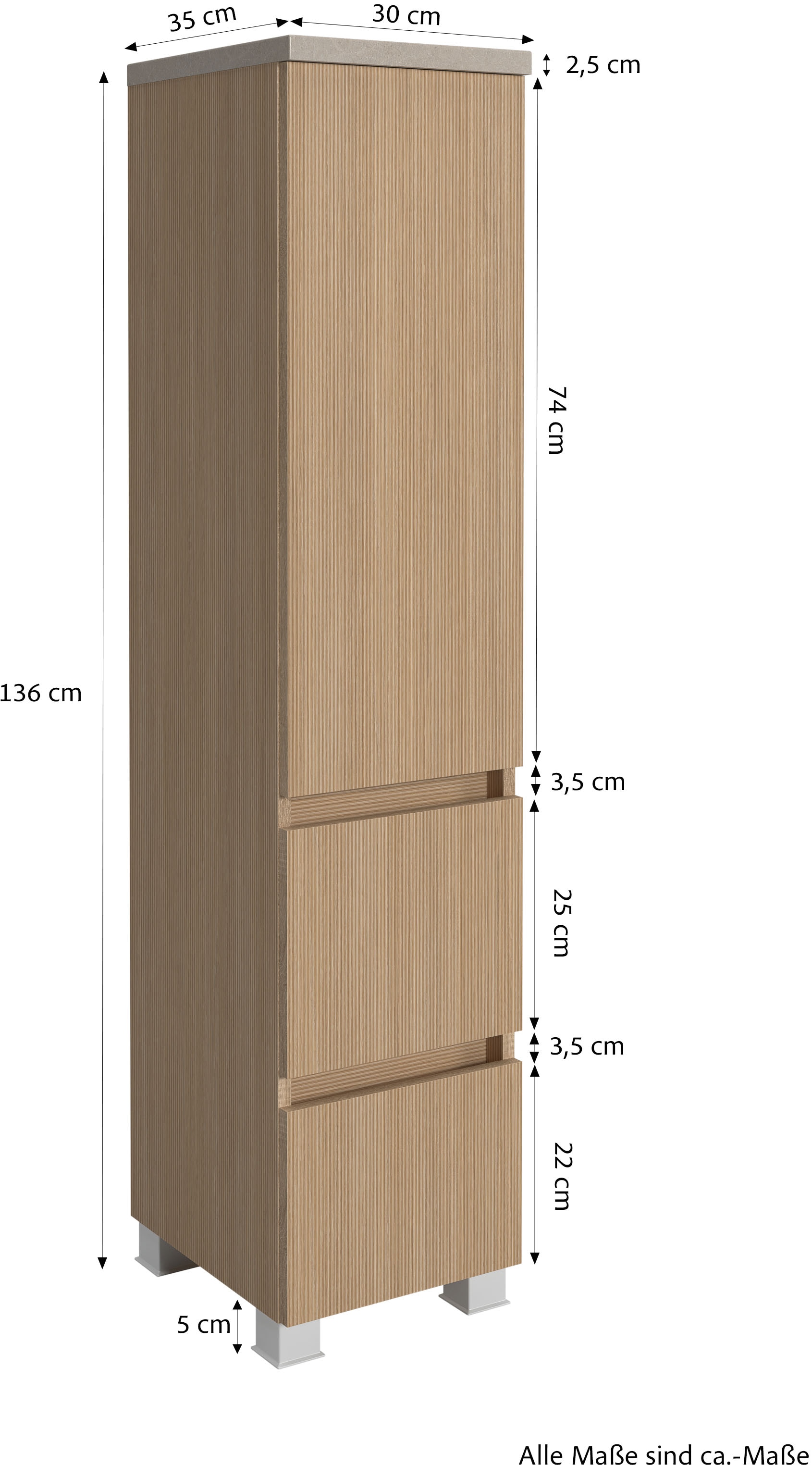 welltime Badmöbel-Set »Set 110 cm breit, Badmöbel mit LED-Beleuchtung«, Held Möbel, 3tlg. Waschtisch-Set, Eixo