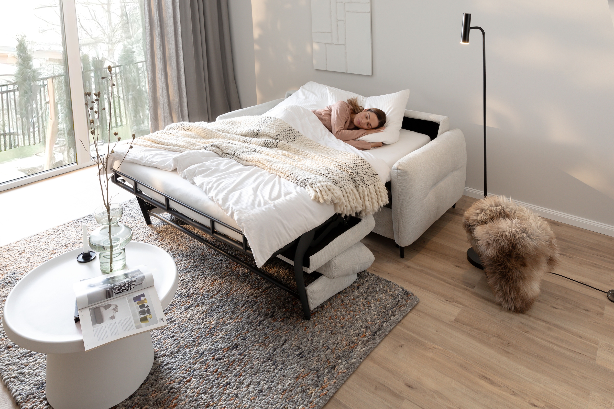 Home affaire 3-Sitzer »Clevina, Schlafsofa mit Kaltschaummatratze, Breite 216 cm« Sofa & Bett in einem – kinderleicht ausklappbar & freistellbar im Raum