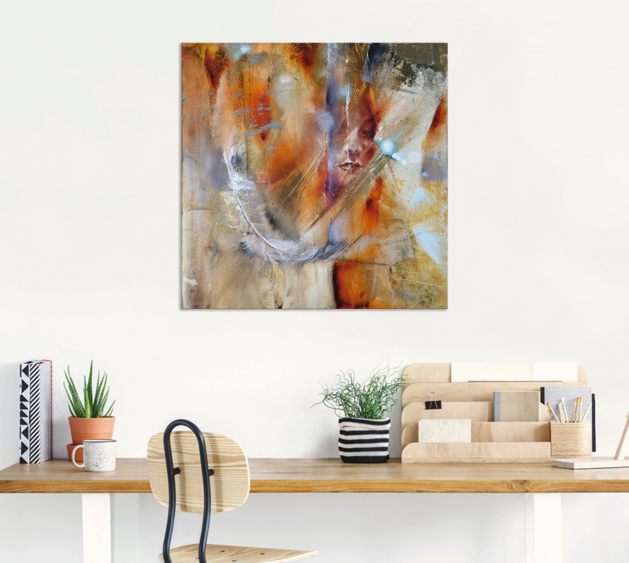 Artland Wandbild »Cora mit Feder«, Frau, (1 St.), als Alubild, Outdoorbild, Leinwandbild, Poster, Wandaufkleber