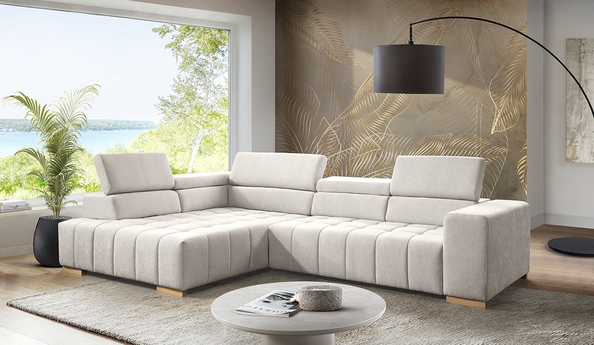 exxpo - sofa fashion Ecksofa "Elianos, hoher Sitzkomfort, aufwendige Kreuzsteppung im Sitz, L-Form" Kopfteile & Sitztiefe verstellbar, ohne Bettfunktion