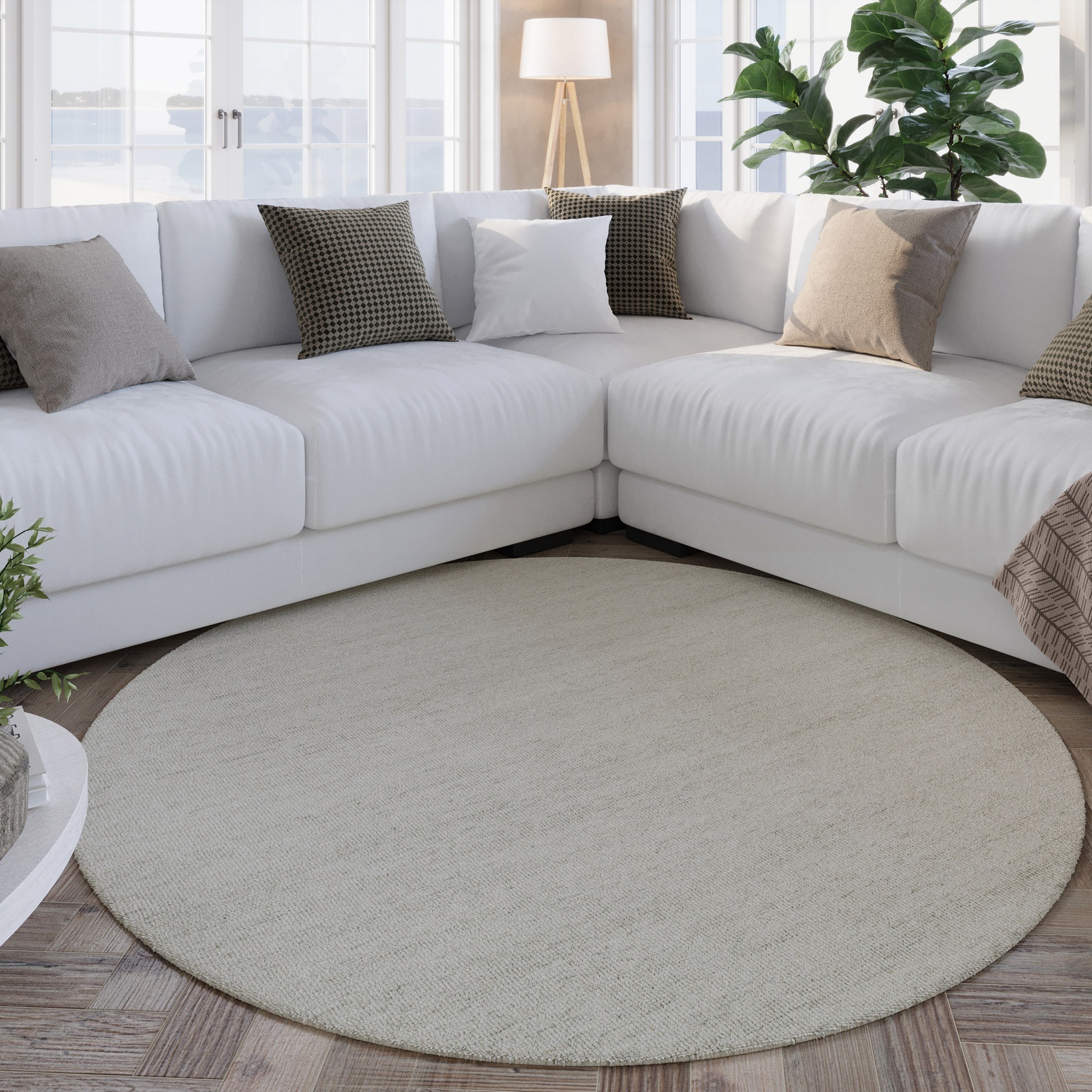 Wecon home Wollteppich »Hamptons SIXTEEN«, rund, 10 mm Höhe, Schurwolle, Kurzflor, Wohnzimmer, Schlafzimmer, elegant, meliert
